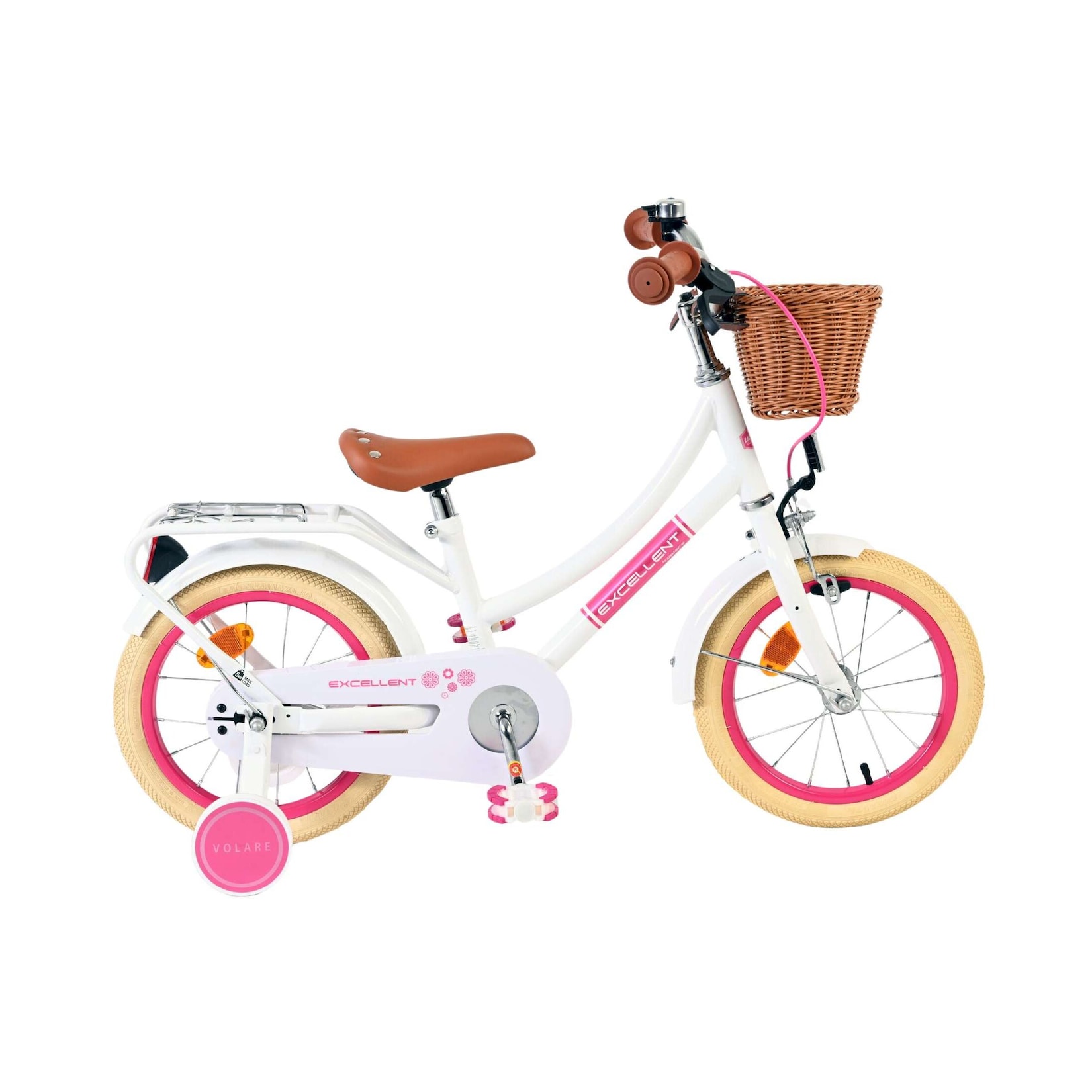 Volare Kinderfahrrad Excellent für Mädchen 14 Zoll Kinderrad in Weiß