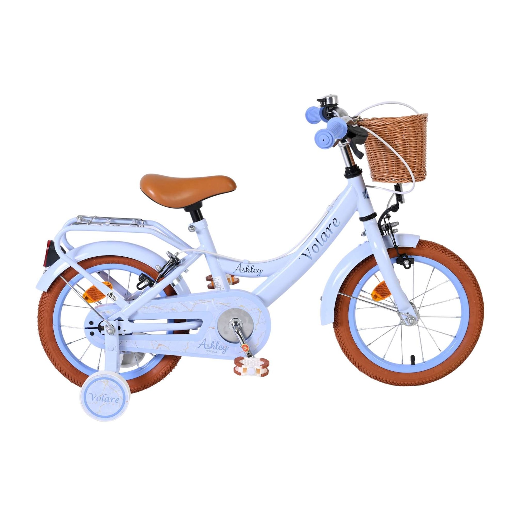 Volare Kinderfahrrad Ashley für Mädchen 14 Zoll Kinderrad in Pastellblau, Zwei Handbremsen