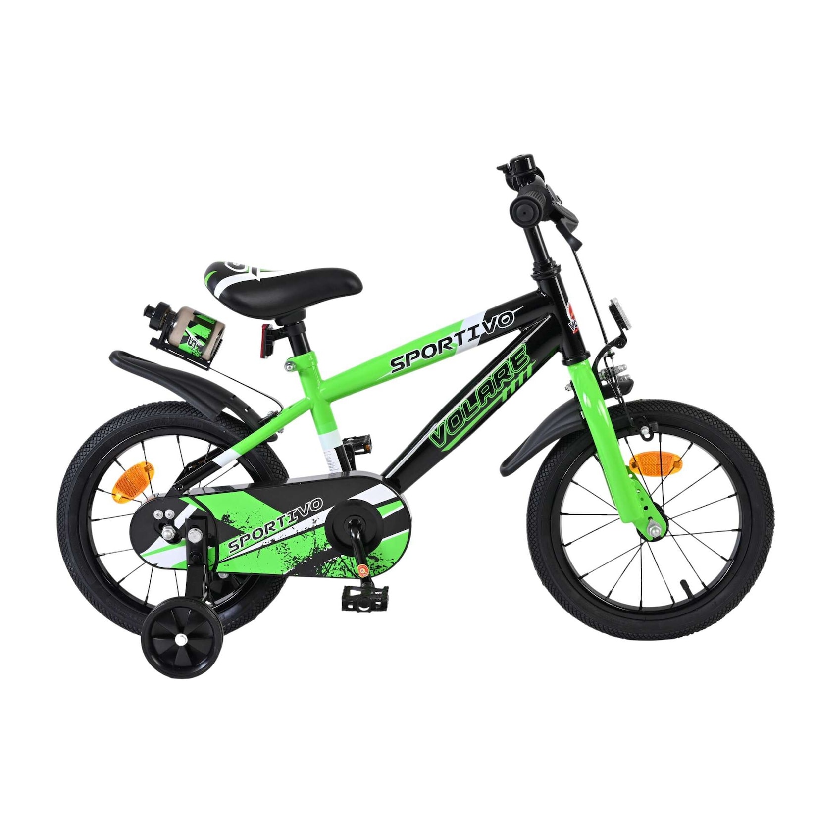 Volare Kinderfahrrad Sportivo für Jungen 14 Zoll Kinderrad in Grün Schwarz