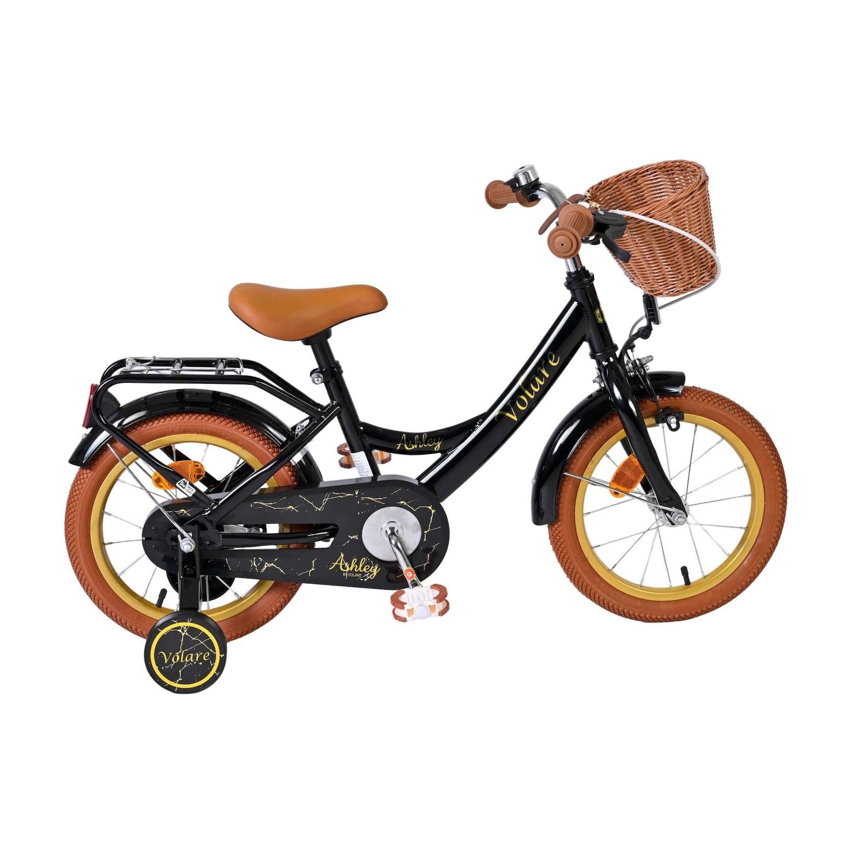 Volare Kinderfahrrad Ashley für Mädchen 14 Zoll Kinderrad in Schwarz
