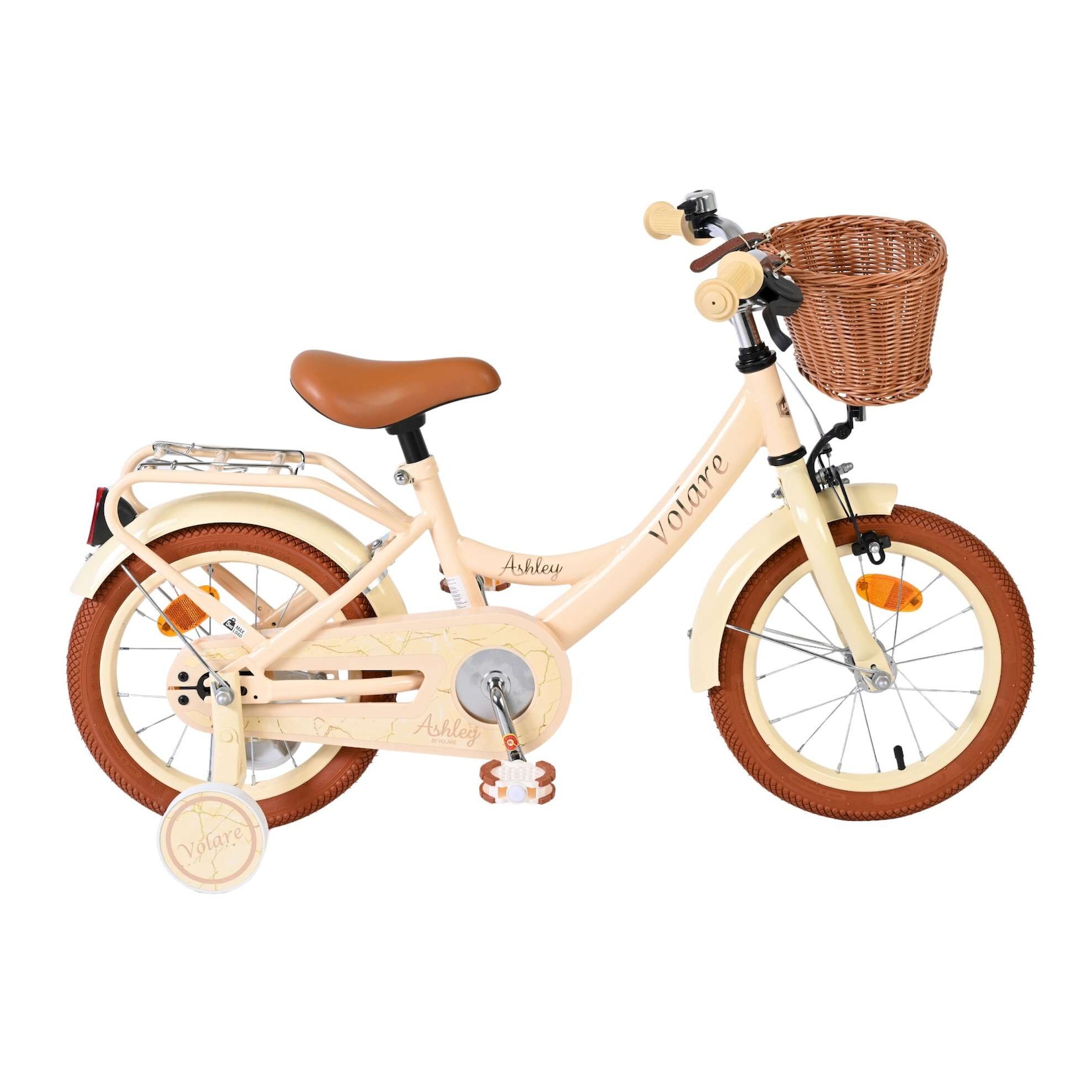 Volare Kinderfahrrad Ashley für Mädchen 14 Zoll Kinderrad in Creme
