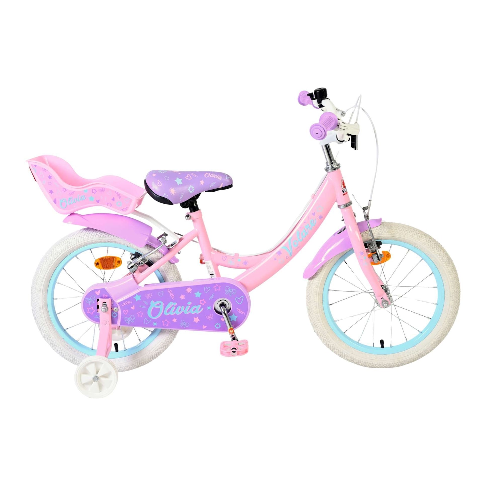 Volare Kinderfahrrad Olivia für Mädchen 16 Zoll Kinderrad in Rosa, Zwei Handbremsen