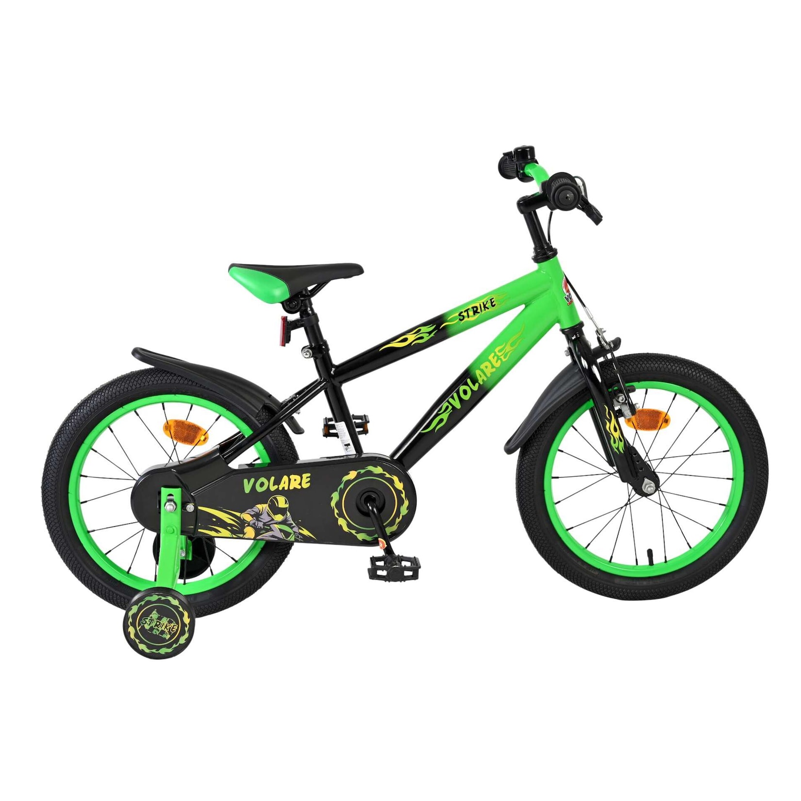 Volare Kinderfahrrad Strike für Jungen 16 Zoll Kinderrad in Schwarz Grün
