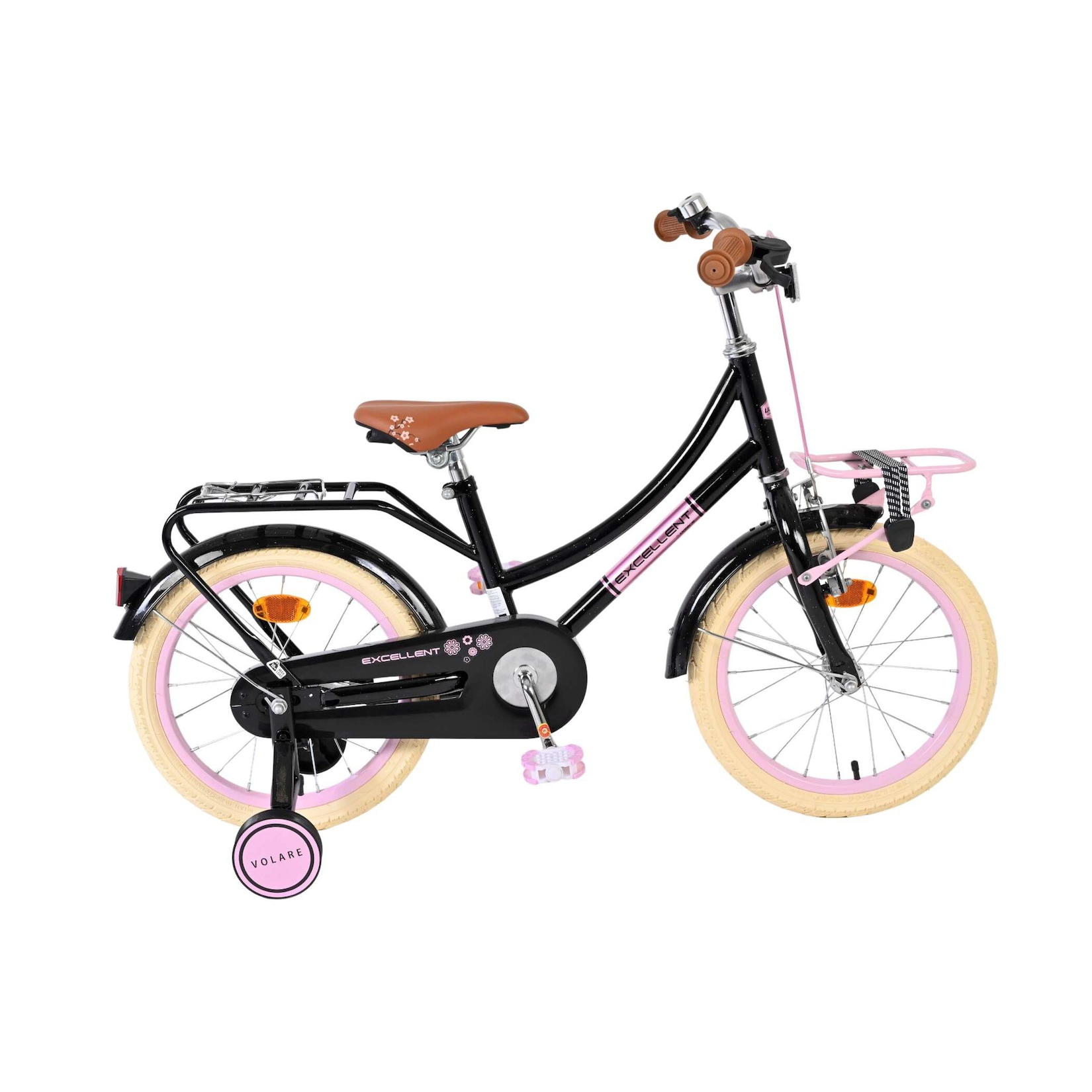 Volare Kinderfahrrad Excellent für Mädchen 16 Zoll Kinderrad in Schwarz