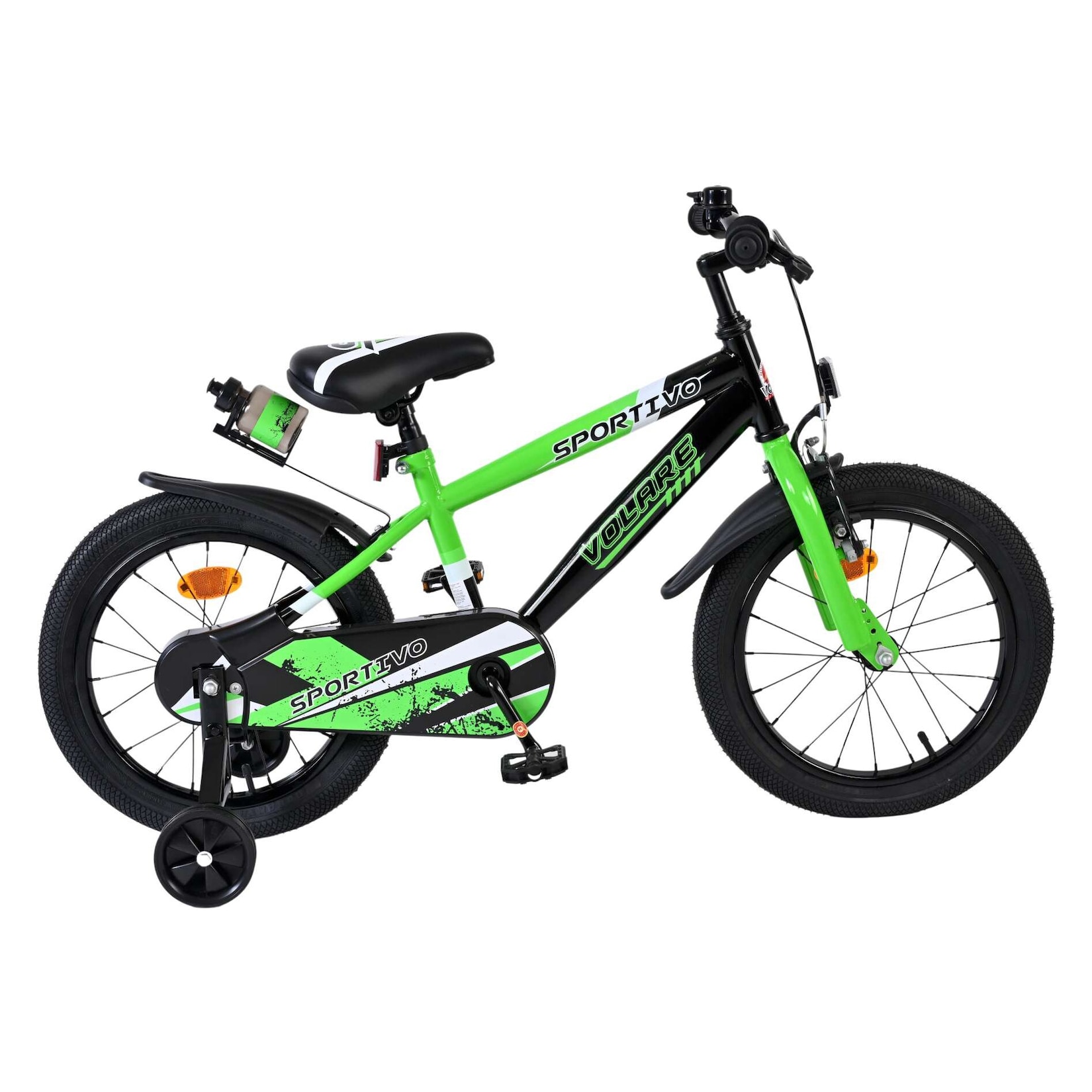Volare Kinderfahrrad Sportivo für Jungen 16 Zoll Kinderrad in Grün Schwarz