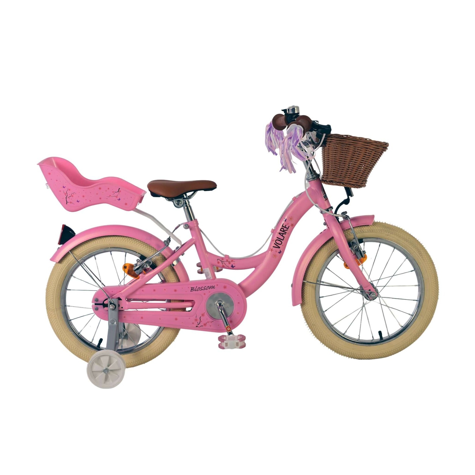 Volare Kinderfahrrad Blossom für Mädchen 16 Zoll Kinderrad in Rosa, Zwei Handbremsen
