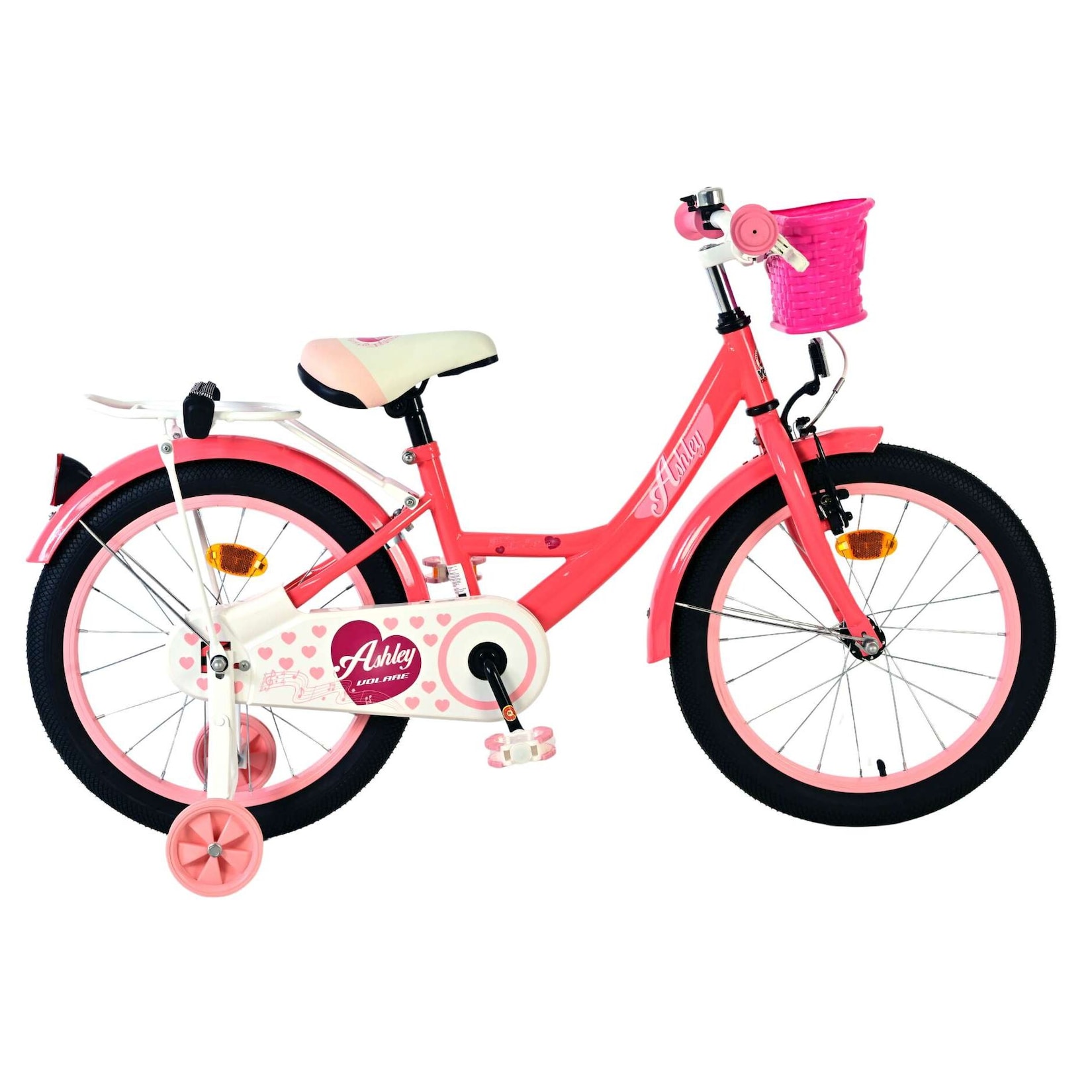 Volare Kinderfahrrad Ashley für Mädchen 18 Zoll Kinderrad in Rosa/Rot