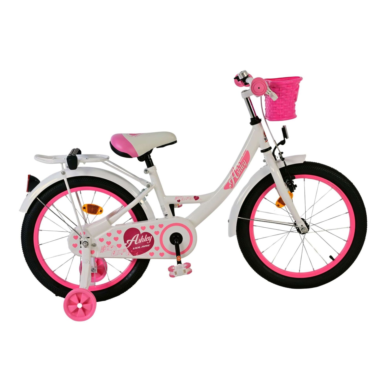 Volare Kinderfahrrad Ashley für Mädchen 18 Zoll Kinderrad in Weiß