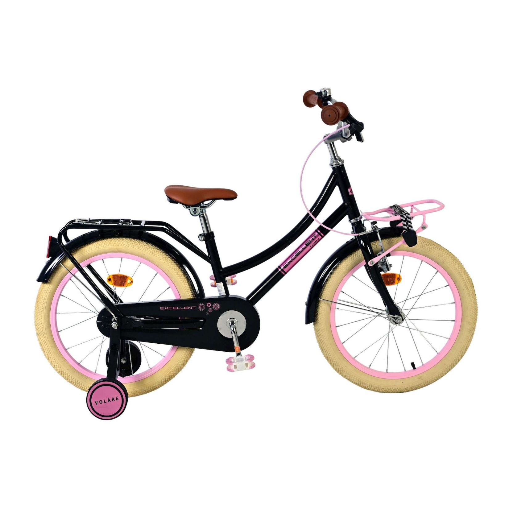 Volare Kinderfahrrad Excellent für Mädchen 18 Zoll Kinderrad in Schwarz