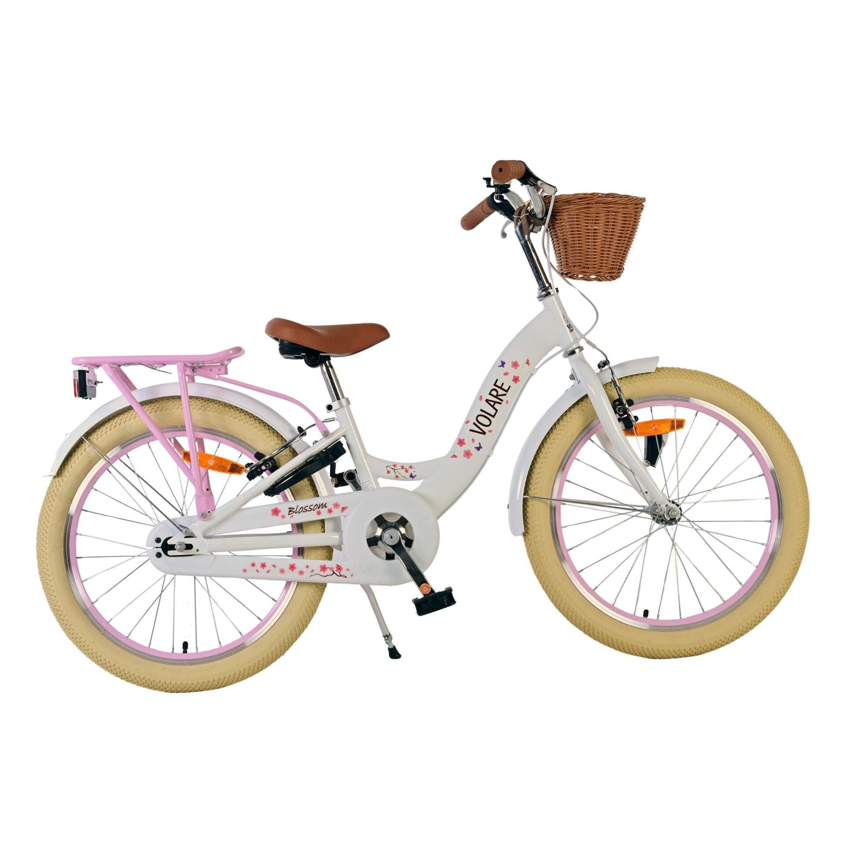 Volare Kinderfahrrad Blossom für Mädchen 20 Zoll Kinderrad in Weiß, Zwei Handbremsen