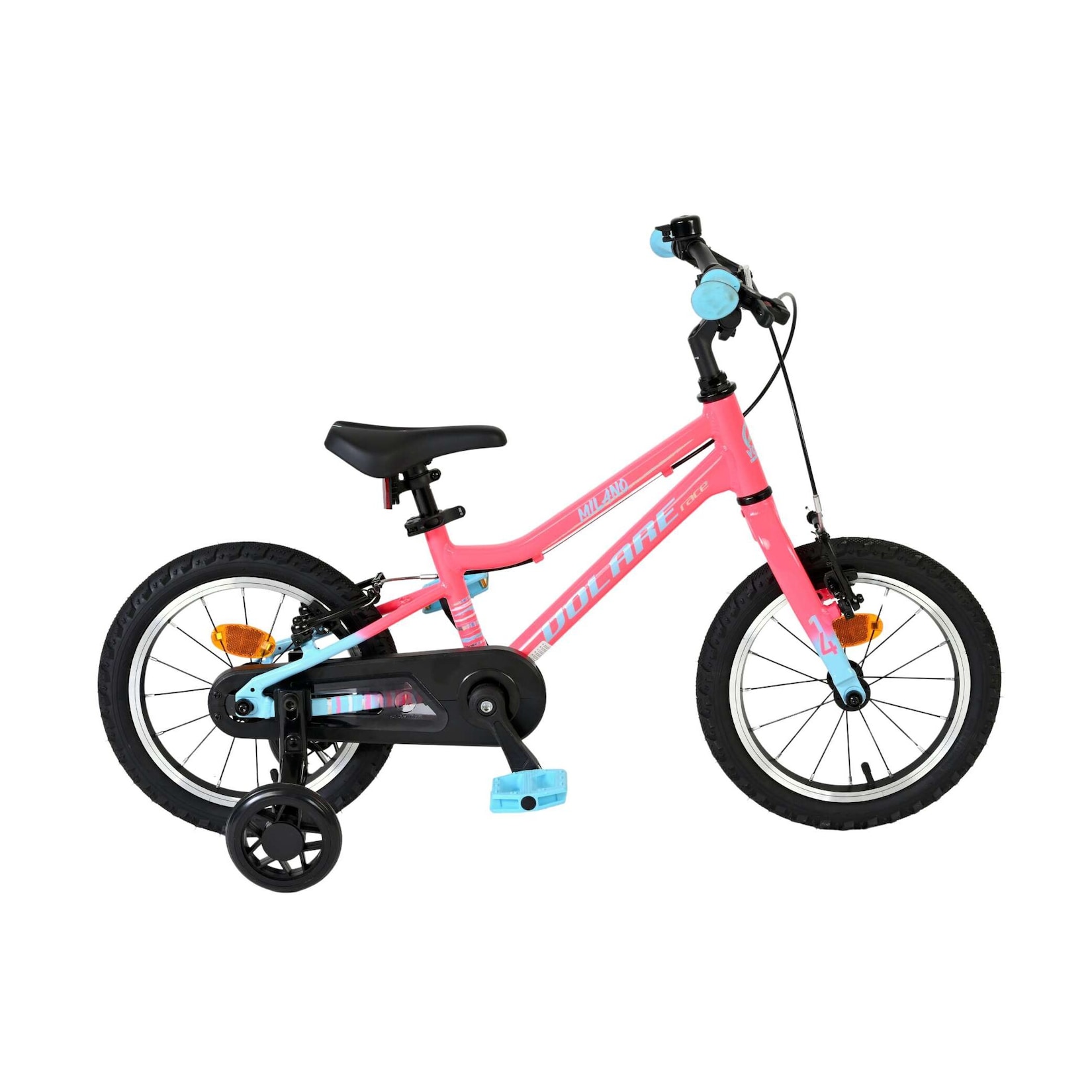 Volare Kinderfahrrad Milano für Mädchen 14 Zoll Kinderrad in Rosa, Zwei Handbremsen