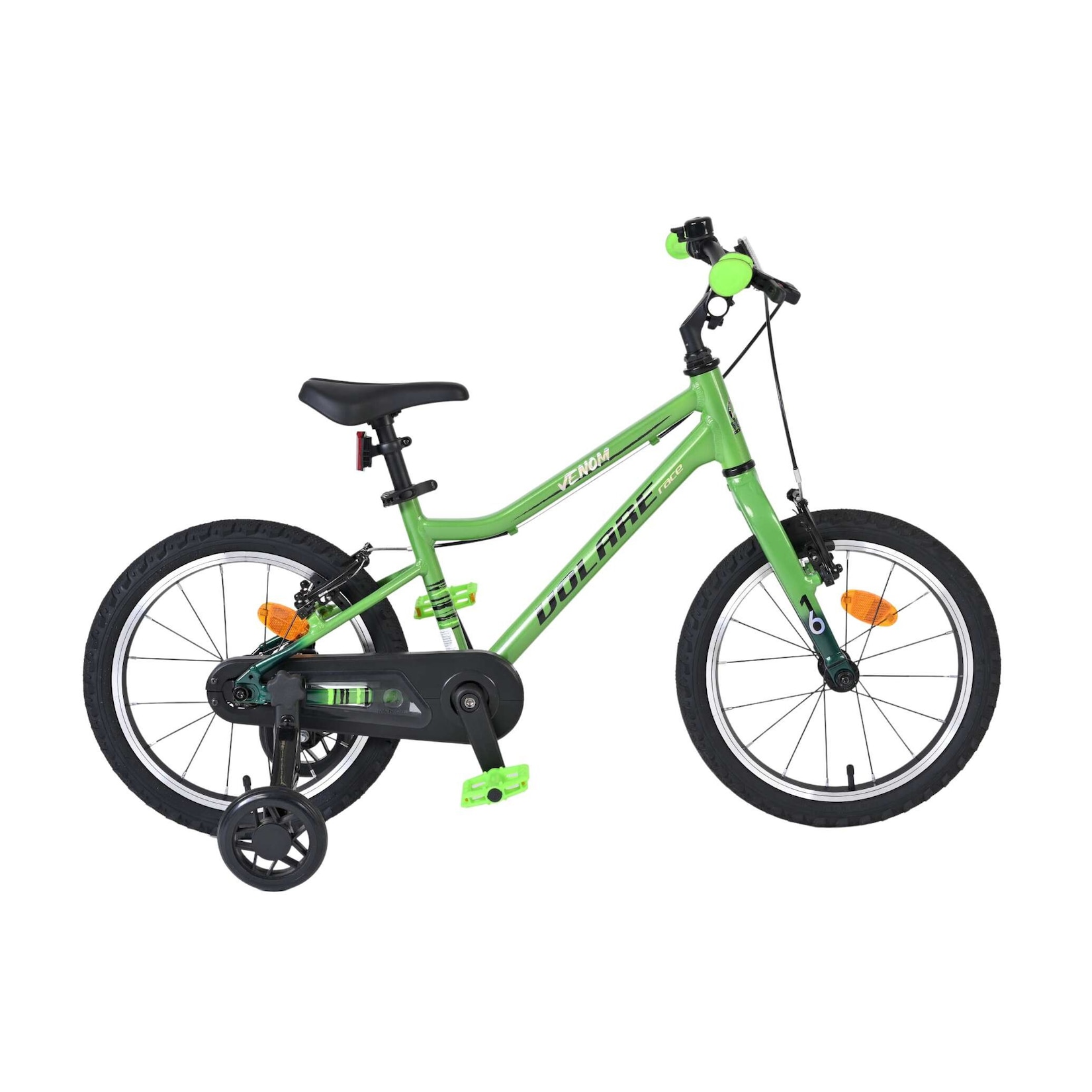 Volare Kinderfahrrad Venom für Jungen 16 Zoll Kinderrad in Grün, Zwei Handbremsen