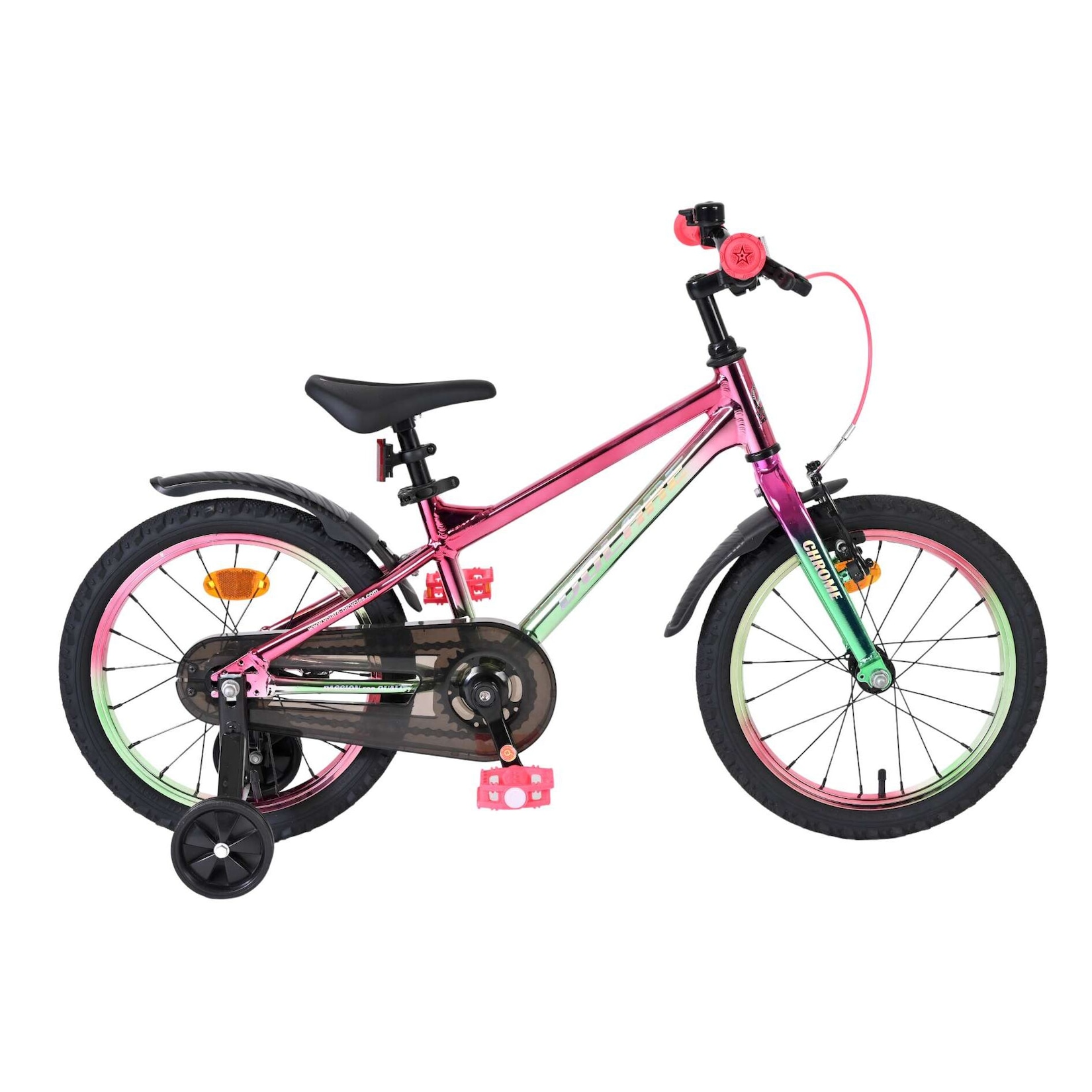 Volare Kinderfahrrad Chrome für Mädchen 16 Zoll Kinderrad in Rosa Grün
