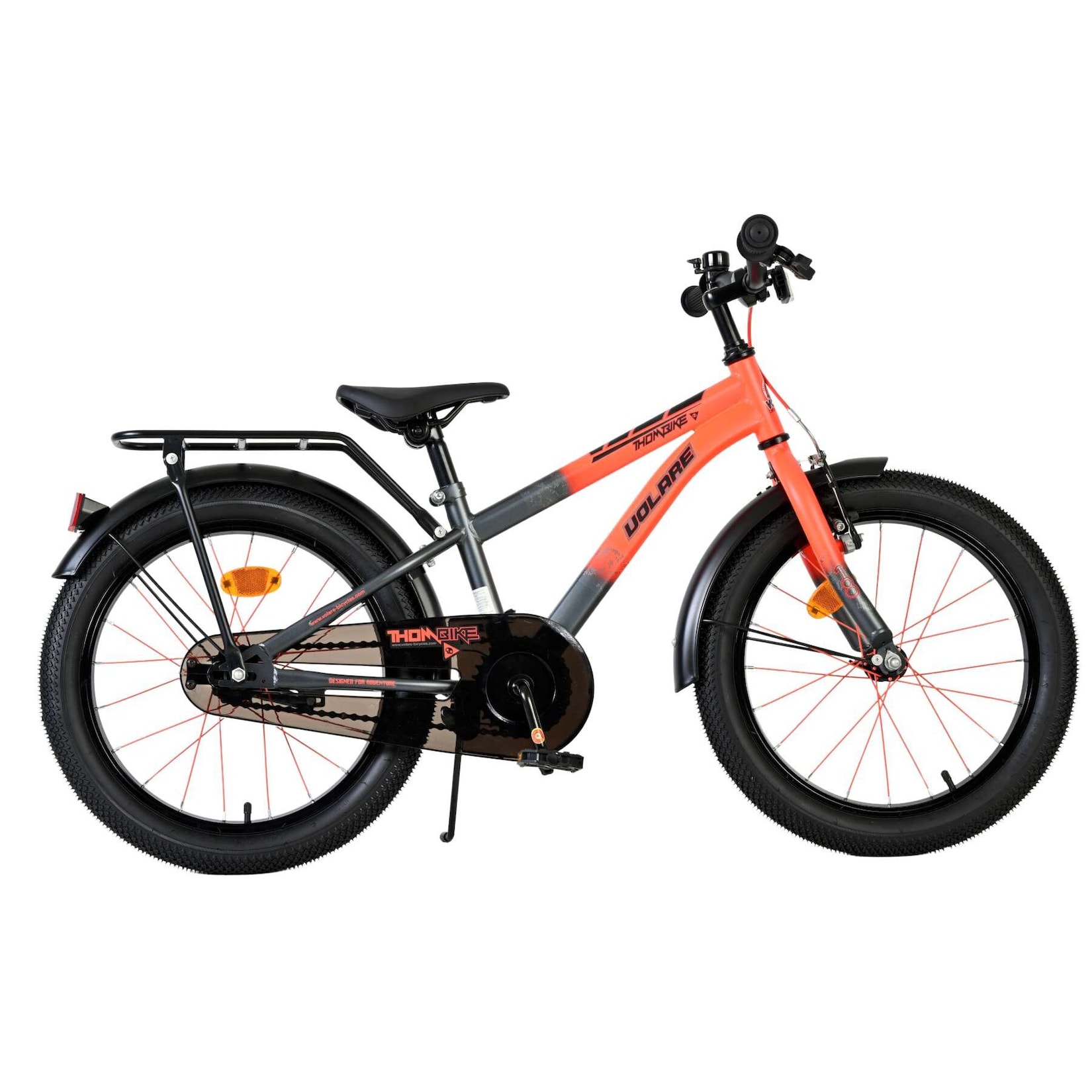 Volare Kinderfahrrad Thombike für Jungen 18 Zoll Kinderrad in Orange-Grau