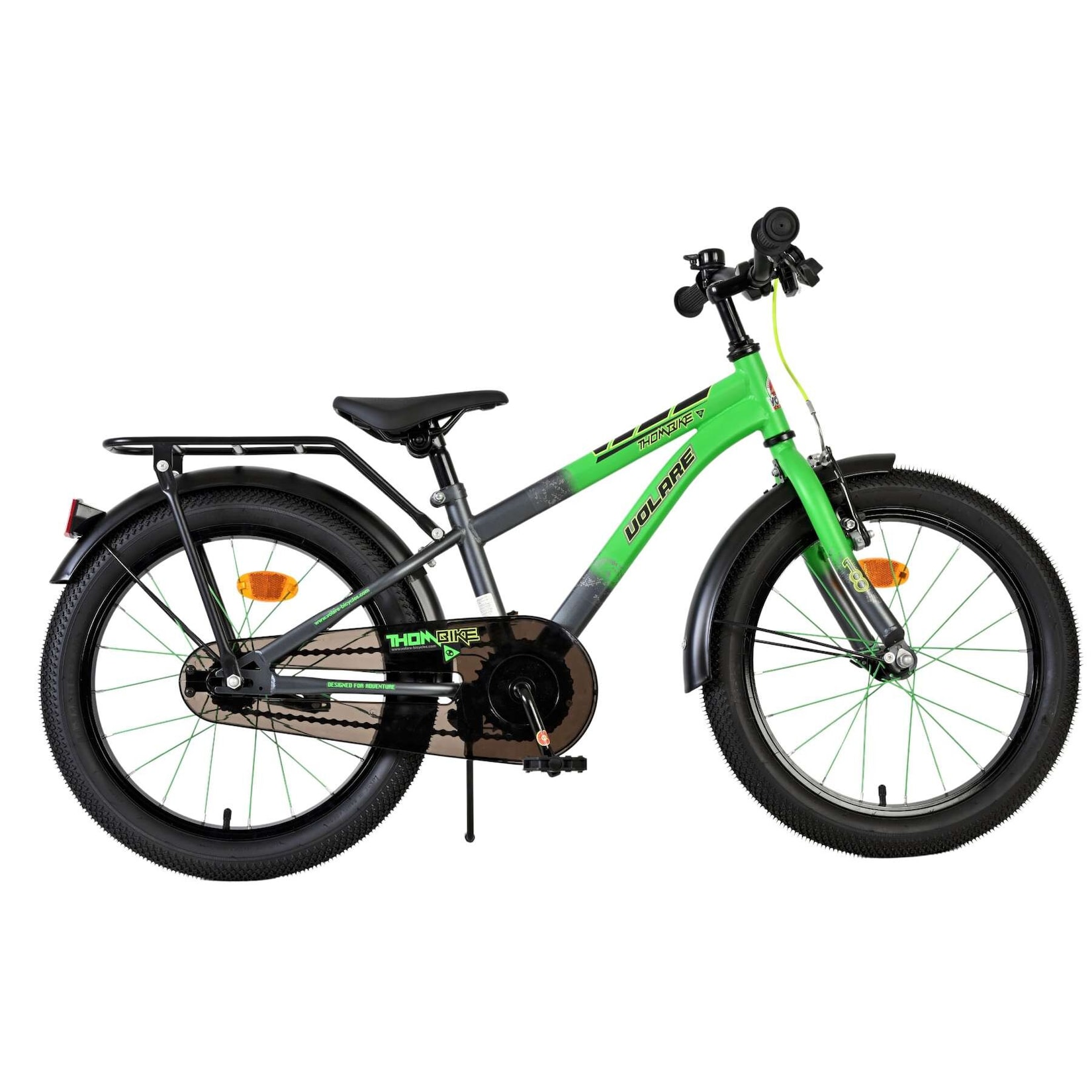 Volare Kinderfahrrad Thombike für Jungen 18 Zoll Kinderrad in Grün-Grau