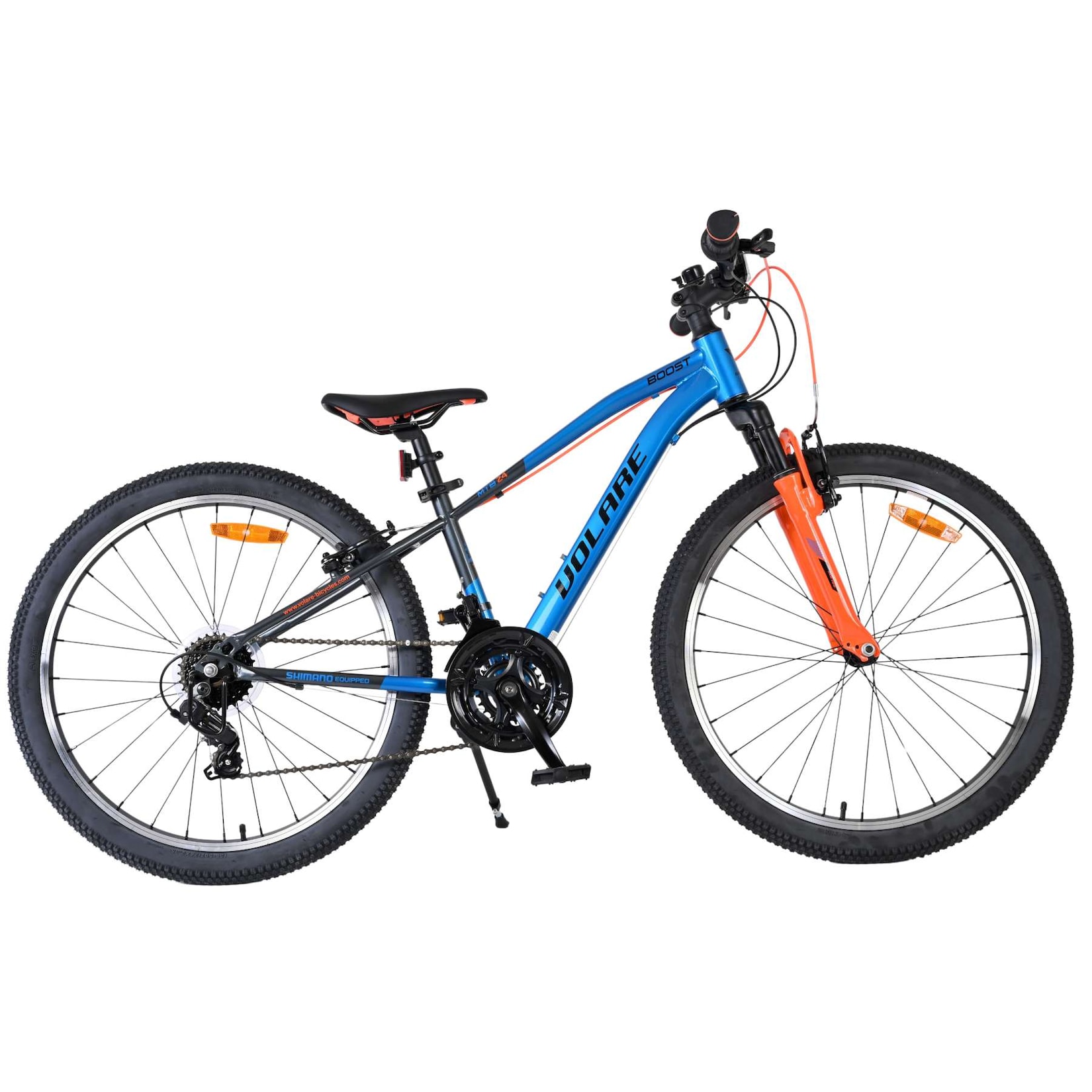 Volare Kinderfahrrad Boost 24 Zoll Kinderrad in Blau-Orange, 21 Gänge
