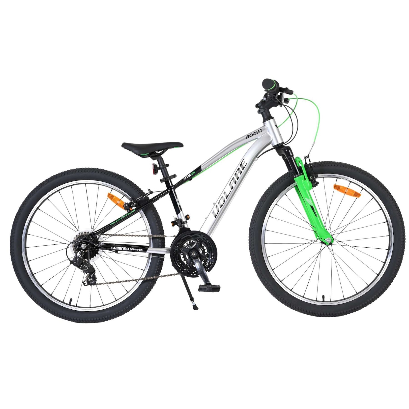 Volare Kinderfahrrad Boost 24 Zoll Kinderrad in Silbergrün, 21 Gänge