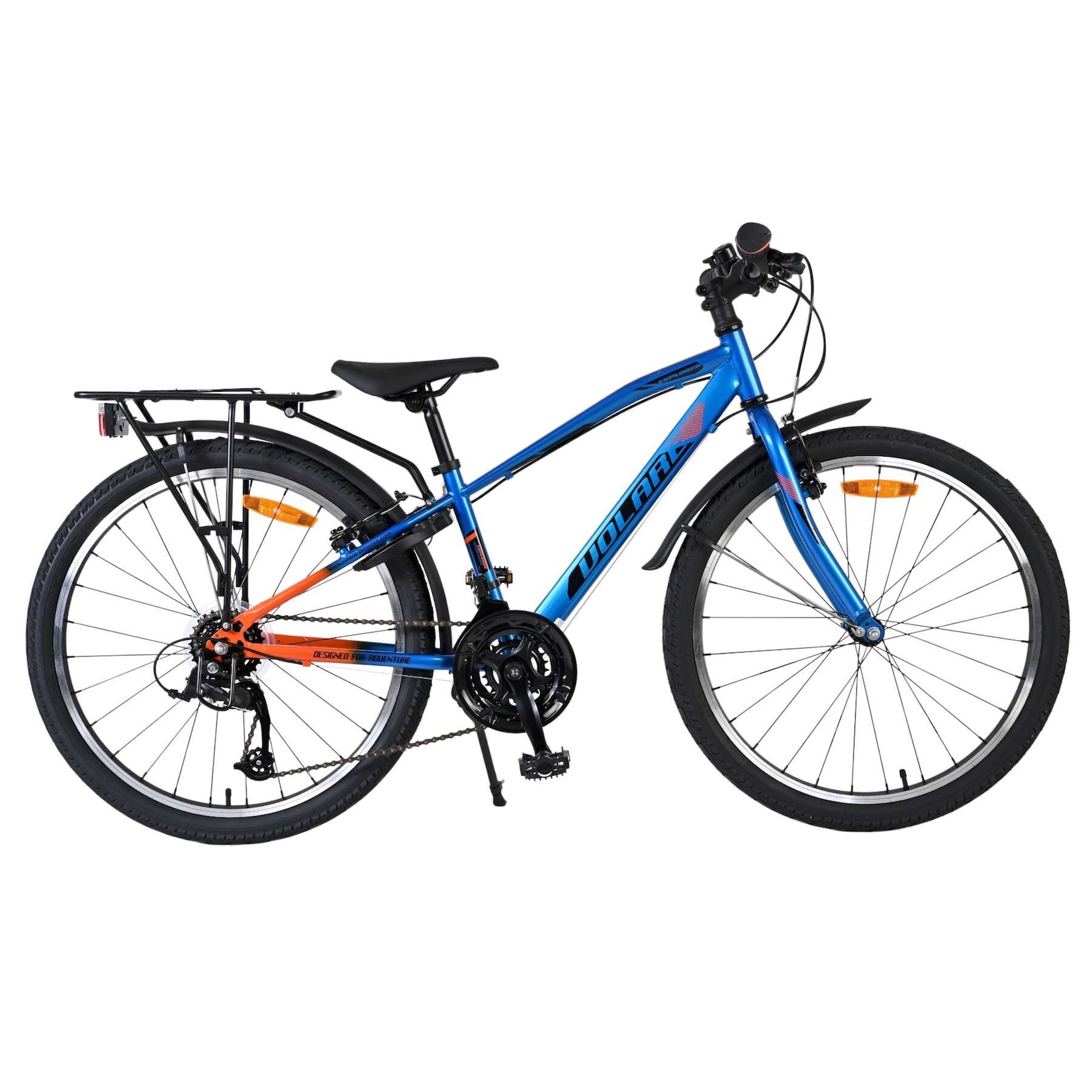 Volare Kinderfahrrad Explorer für Jungen 24 Zoll Kinderrad in Blau/Orange, 18 Gänge, Zwei Handbremsen