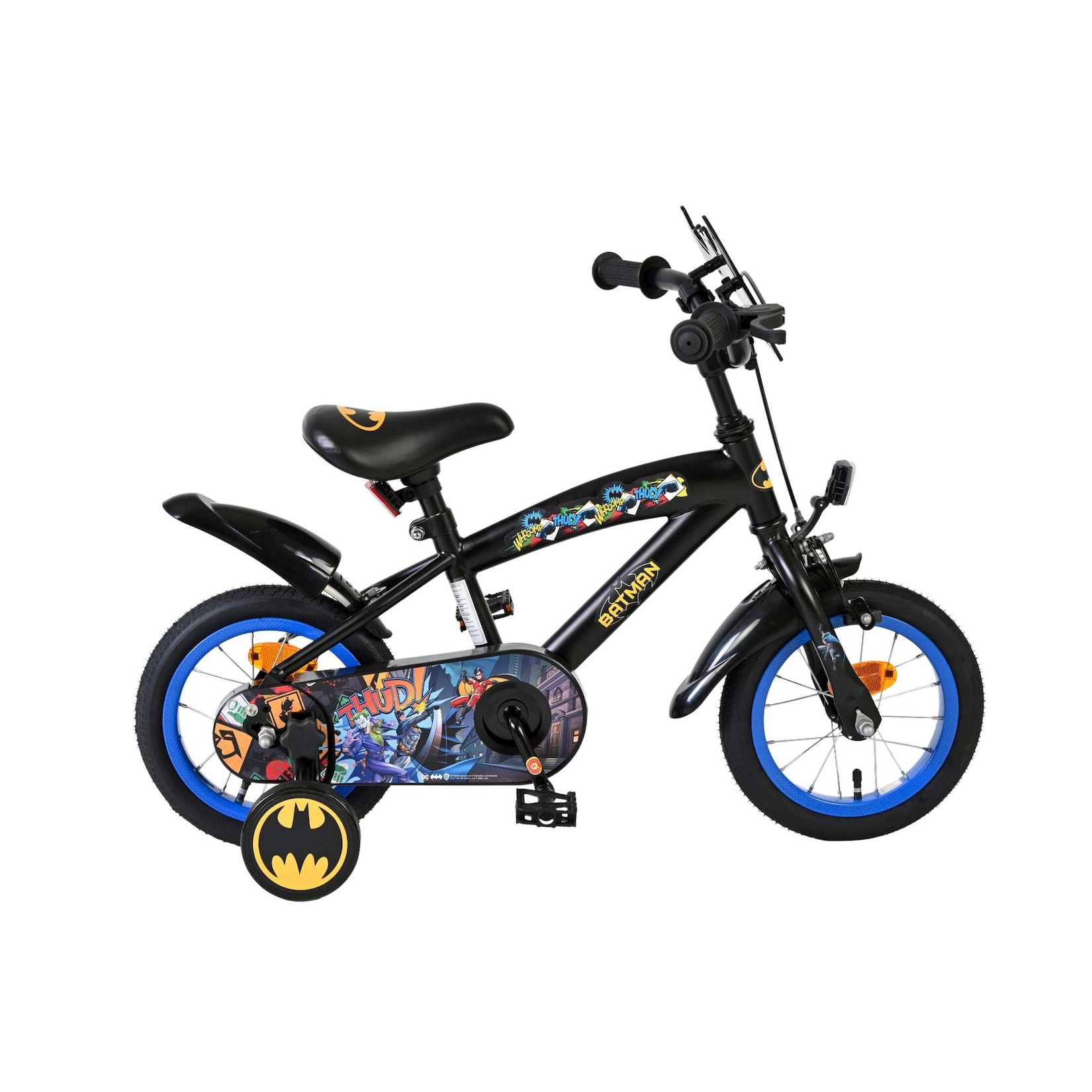 Volare Kinderfahrrad Batman für Jungen 12 Zoll Kinderrad in Schwarz