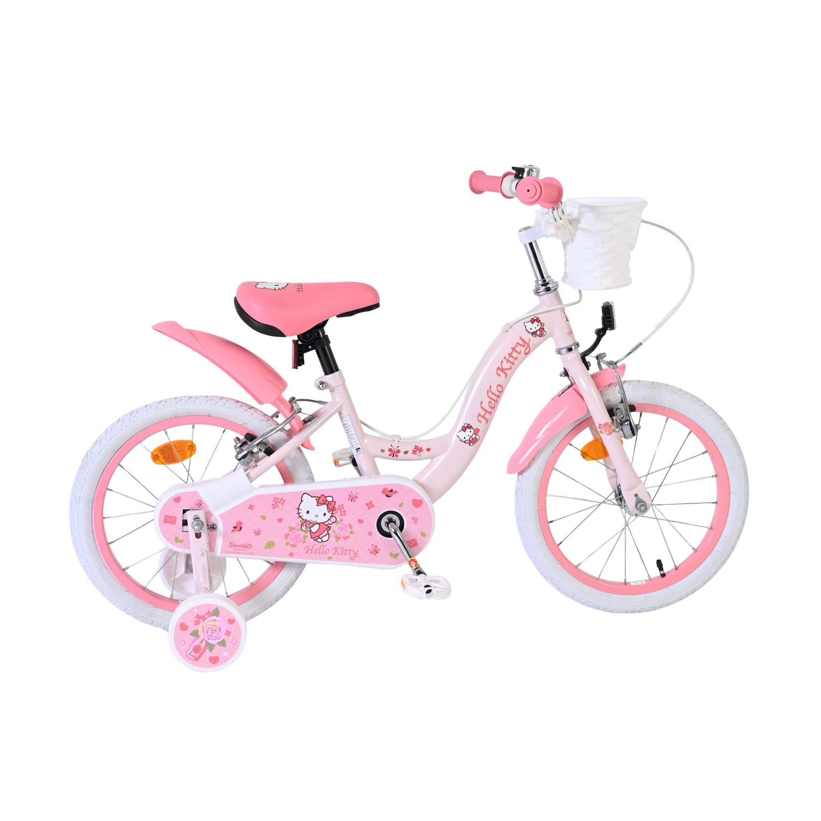 Volare Kinderfahrrad Hello Kitty für Mädchen 16 Zoll Kinderrad in Rosa, Zwei Handbremsen