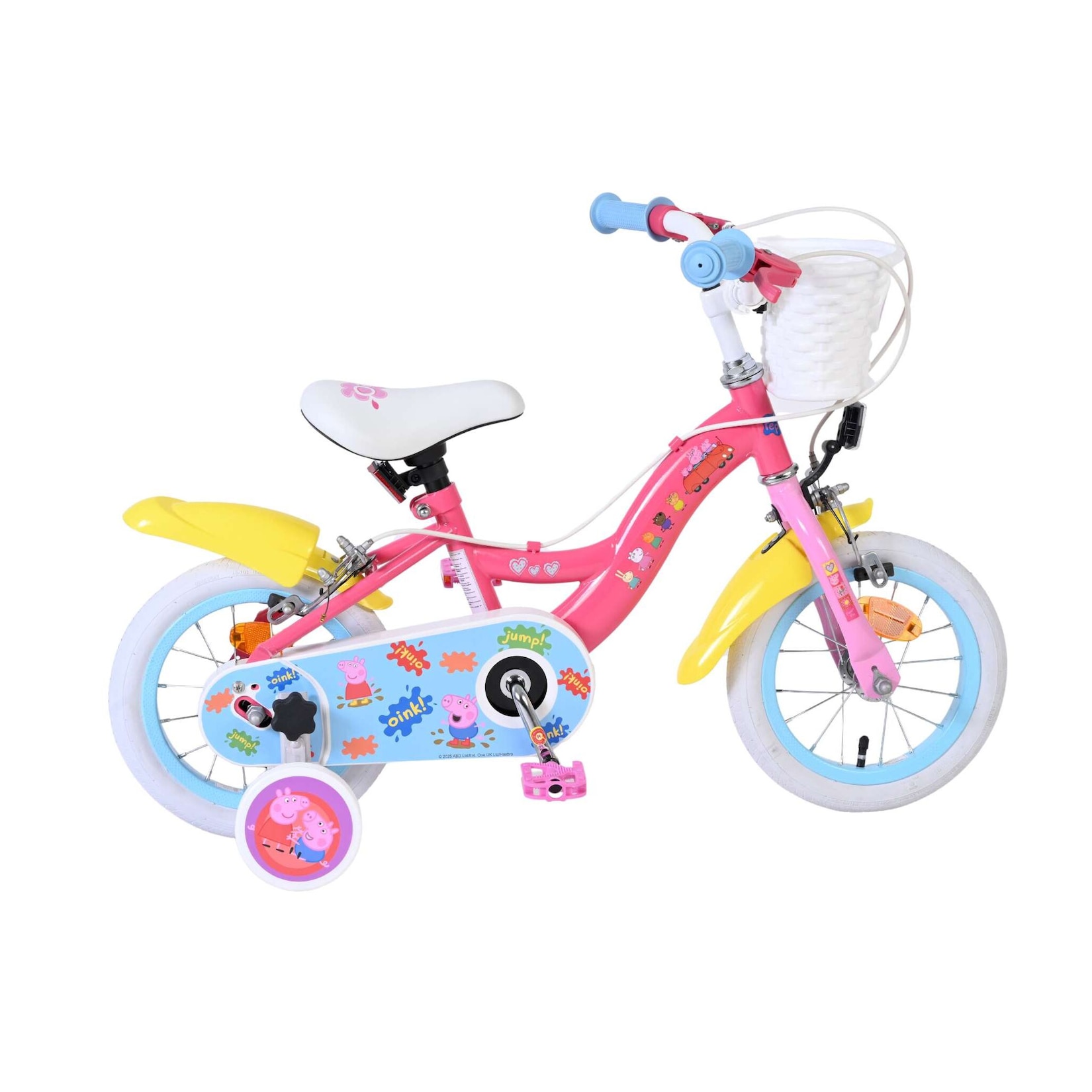Volare Kinderfahrrad Peppa Pig für Mädchen 12 Zoll Kinderrad in Rosa, Zwei Handbremsen