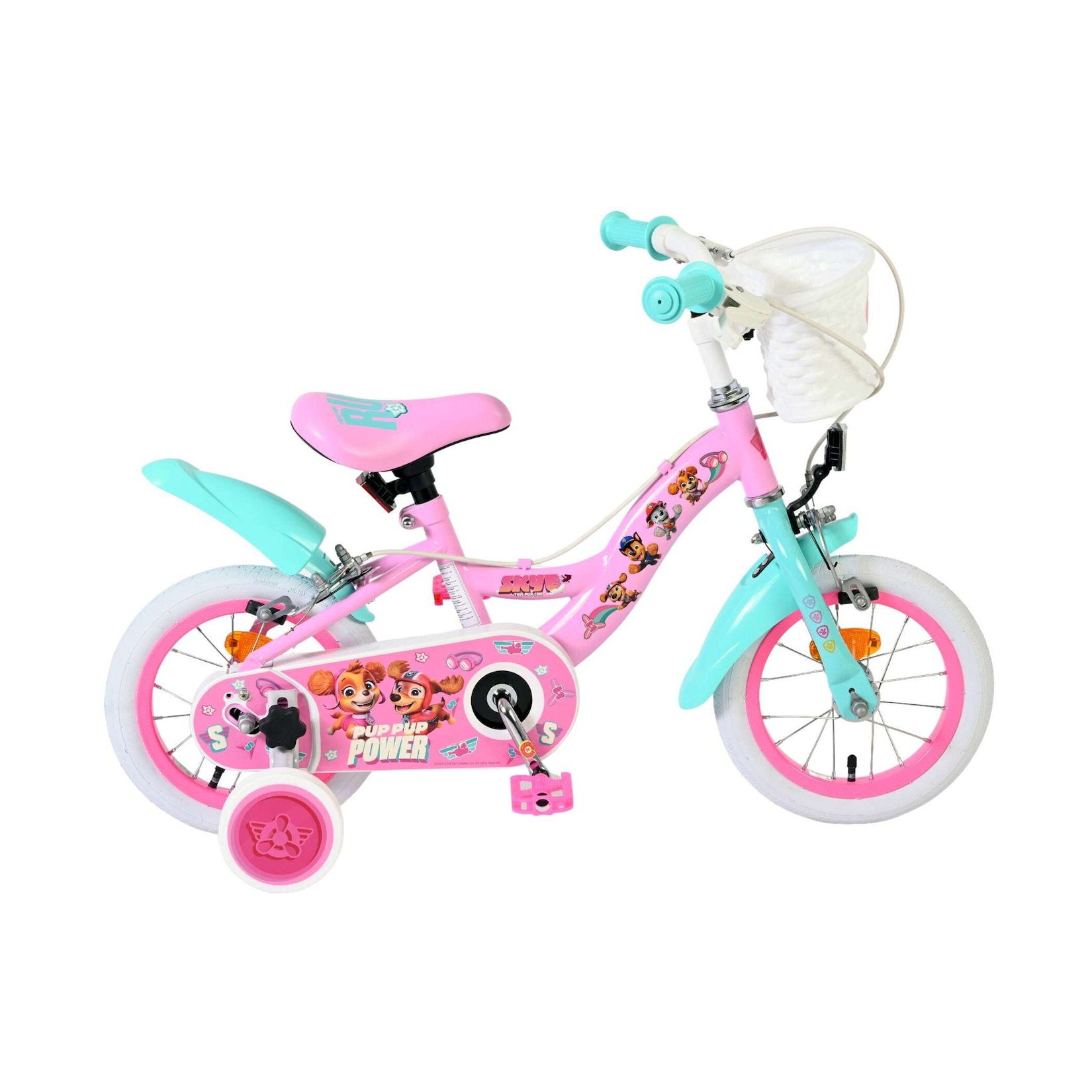 Volare Kinderfahrrad Paw Patrol für Mädchen 12 Zoll Kinderrad in Rosa, Zwei Handbremsen