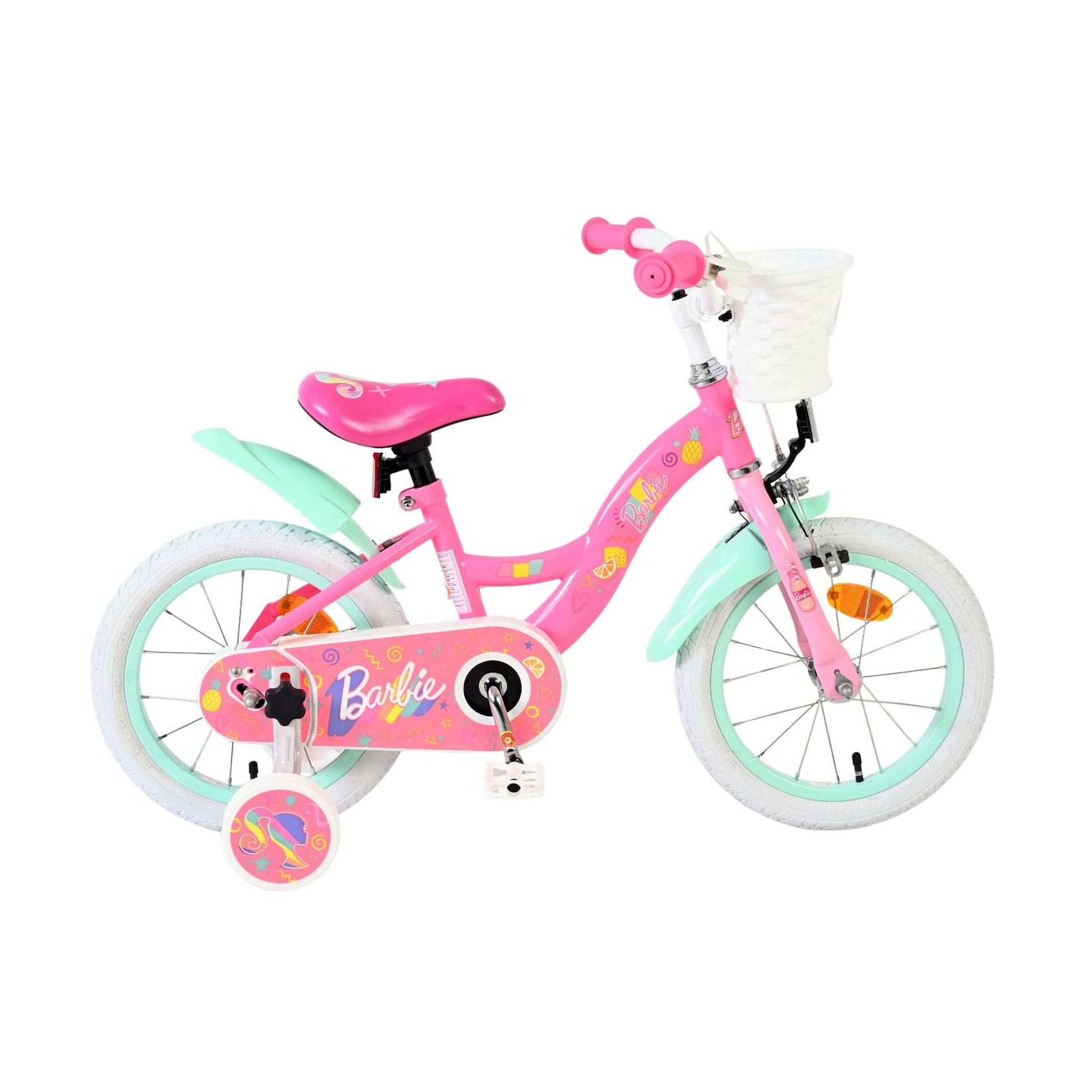 Volare Kinderfahrrad Barbie für Mädchen 14 Zoll Kinderrad in Rosa