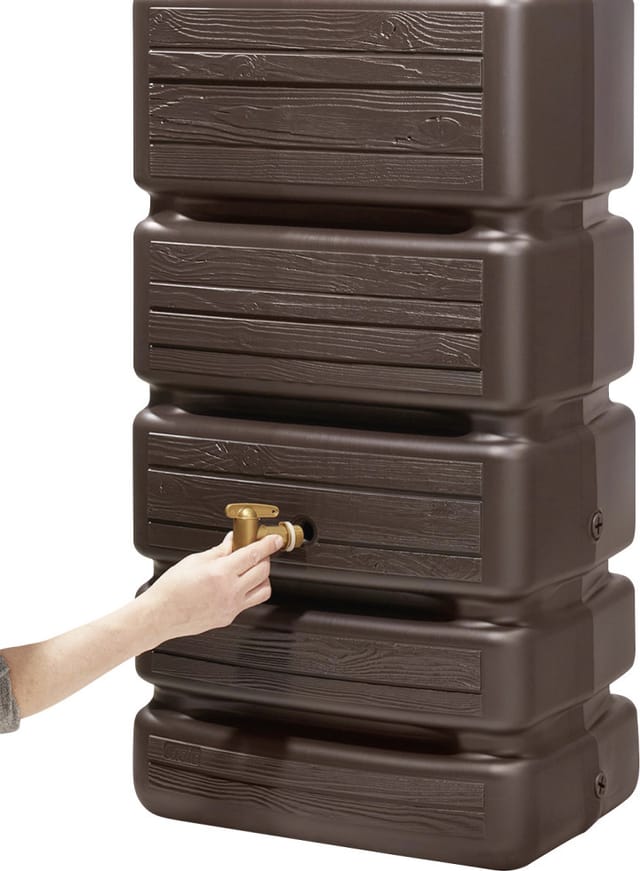 4rain - Slim Wood Decor Wandtank-set 1400 Liter Darkwood