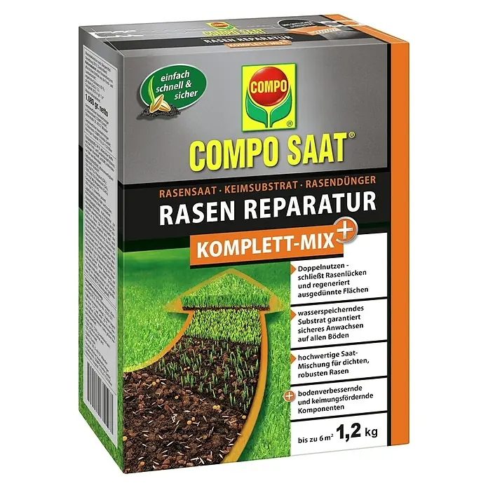 Compo Saat Rasensamen Reparatur Komplett-Mix+ (1,2 kg, 6 m²)