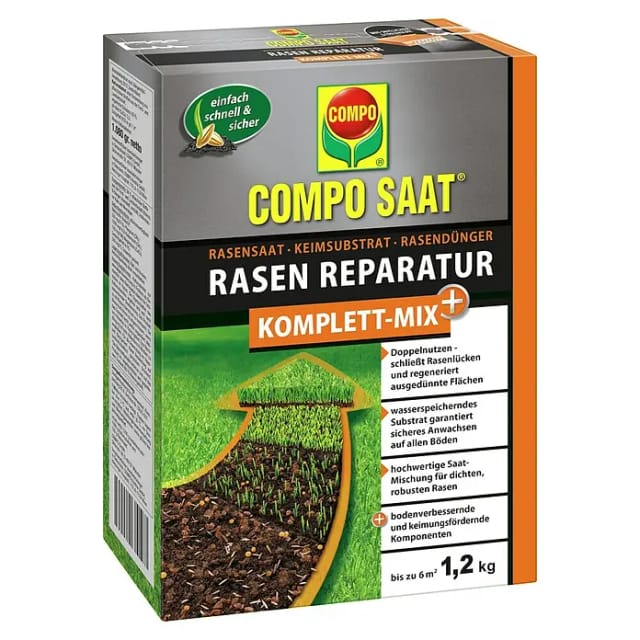 Compo Saat Rasensamen Reparatur Komplett-Mix+ (1,2 kg, 6 m²)