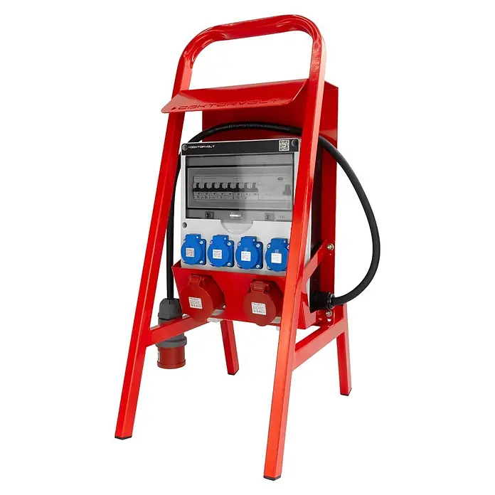 Baustromverteiler Doktorvolt 1x CEE 32A, 1x CEE 16A, 4x SCHUKO, freistehender Ständer (Anzahl CEE-Steckdosen: 2 Stk., Anzahl Steckdosen Schuko: 4 Stk