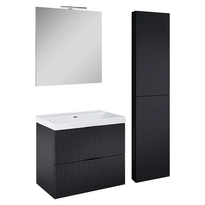 Riva Yasumi Badmöbel-Set (Gesamtbreite Badmöbel: 121 cm, Schwarz, 5 -tlg.)