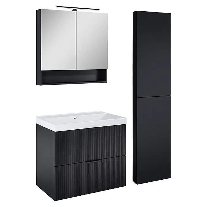 Riva Yasumi Badmöbel-Set (Gesamtbreite Badmöbel: 121 cm, Schwarz, 6 -tlg.)