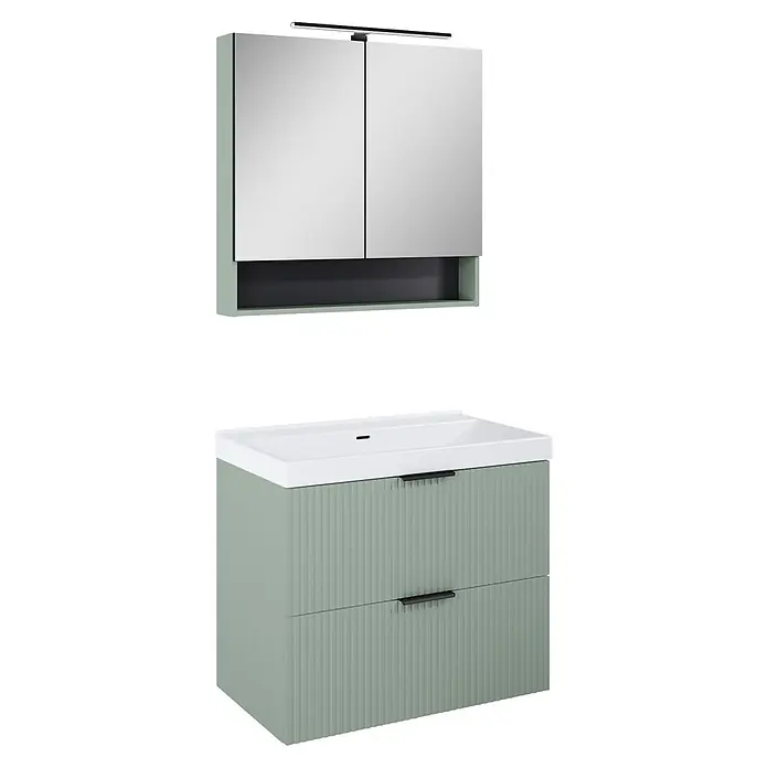 Riva Yasumi Badmöbel-Set (Gesamtbreite Badmöbel: 81 cm, Sage, 5 -tlg.)