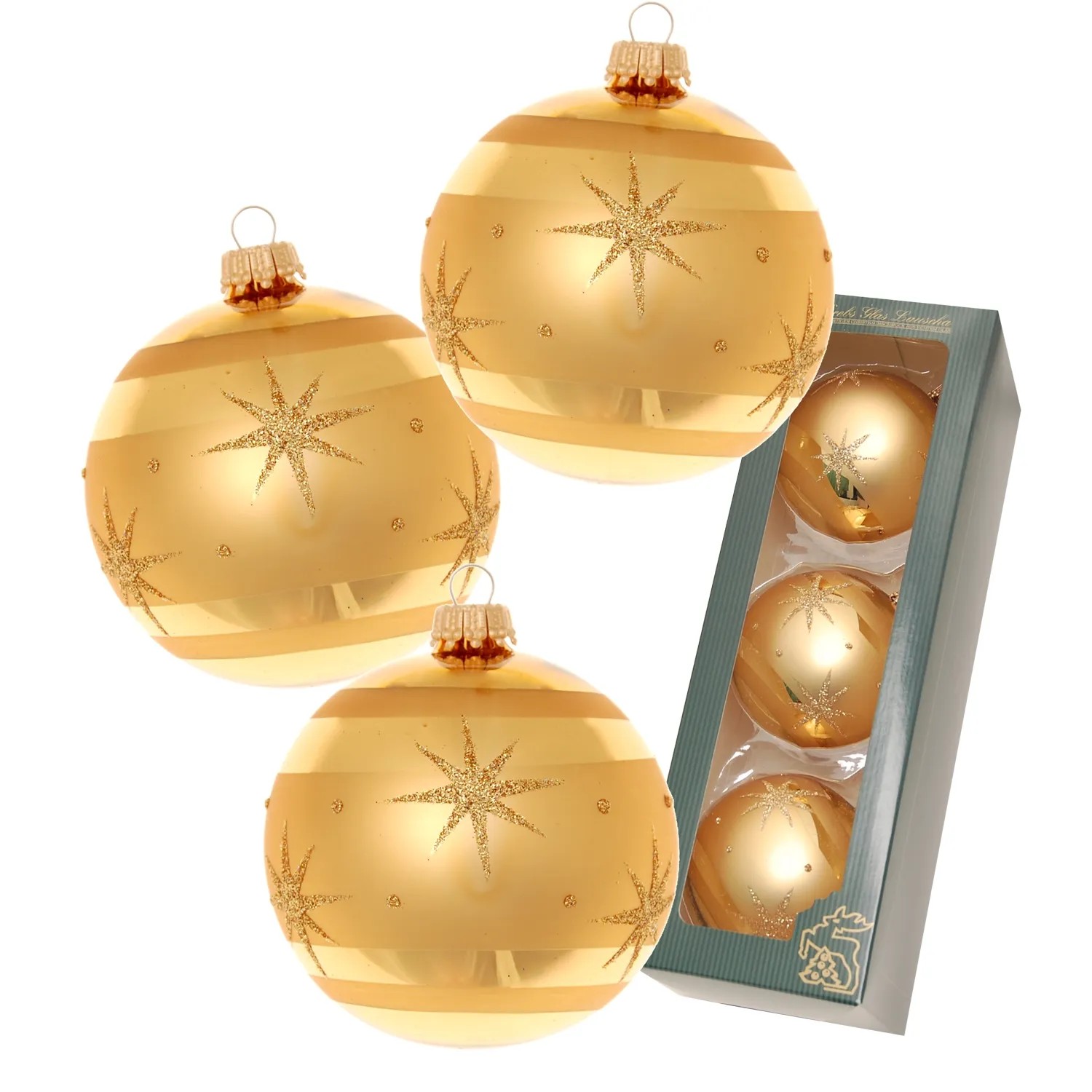 Krebs Glas Lauscha Weihnachtsbaumkugeln Komet 3er-Set 8cm
