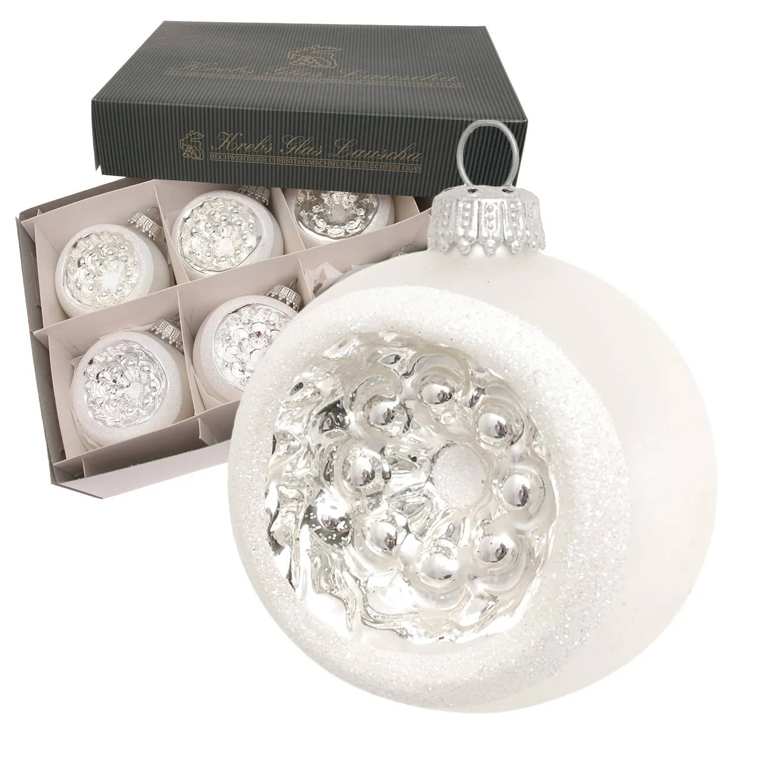 Krebs Glas Lauscha Weihnachtskugeln Reflex 6er-Set 8cm