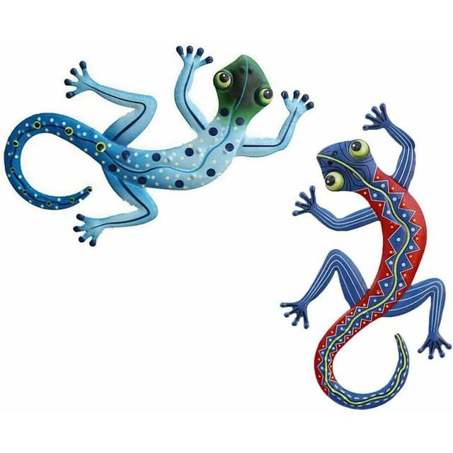 Outdoor-eidechsen-gartenkunst, Metall-gecko-wanddekoration, Eidechsen-dekor, 2er-set Metall-gecko, Für Terrasse Oder Zaun, Garten, Veranda, Deck, Rasen, Zaun,