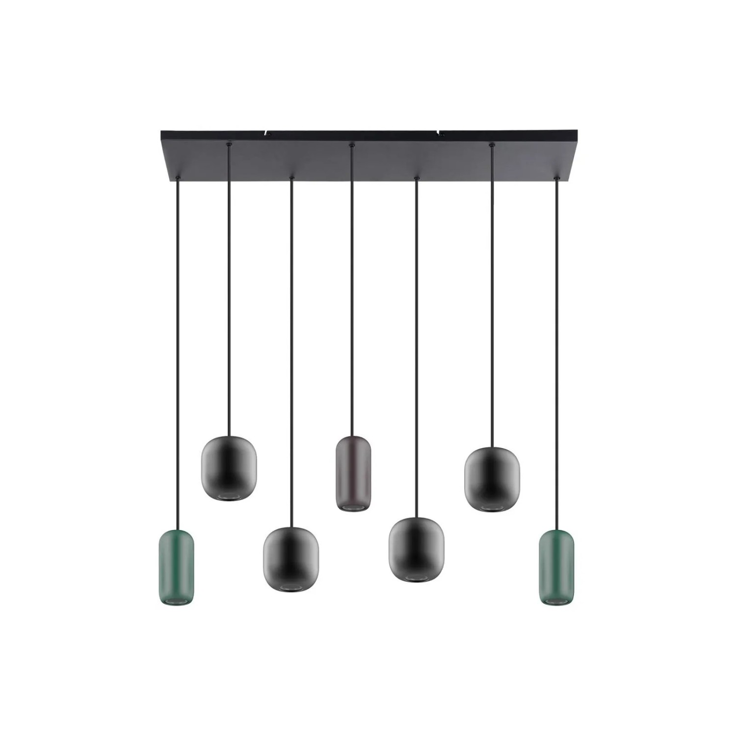 Lucande Pendelleuchte Narion 10025794 Modern in Schwarz aus Metall 7-flammig GU10 Wohnzimmerleuchte