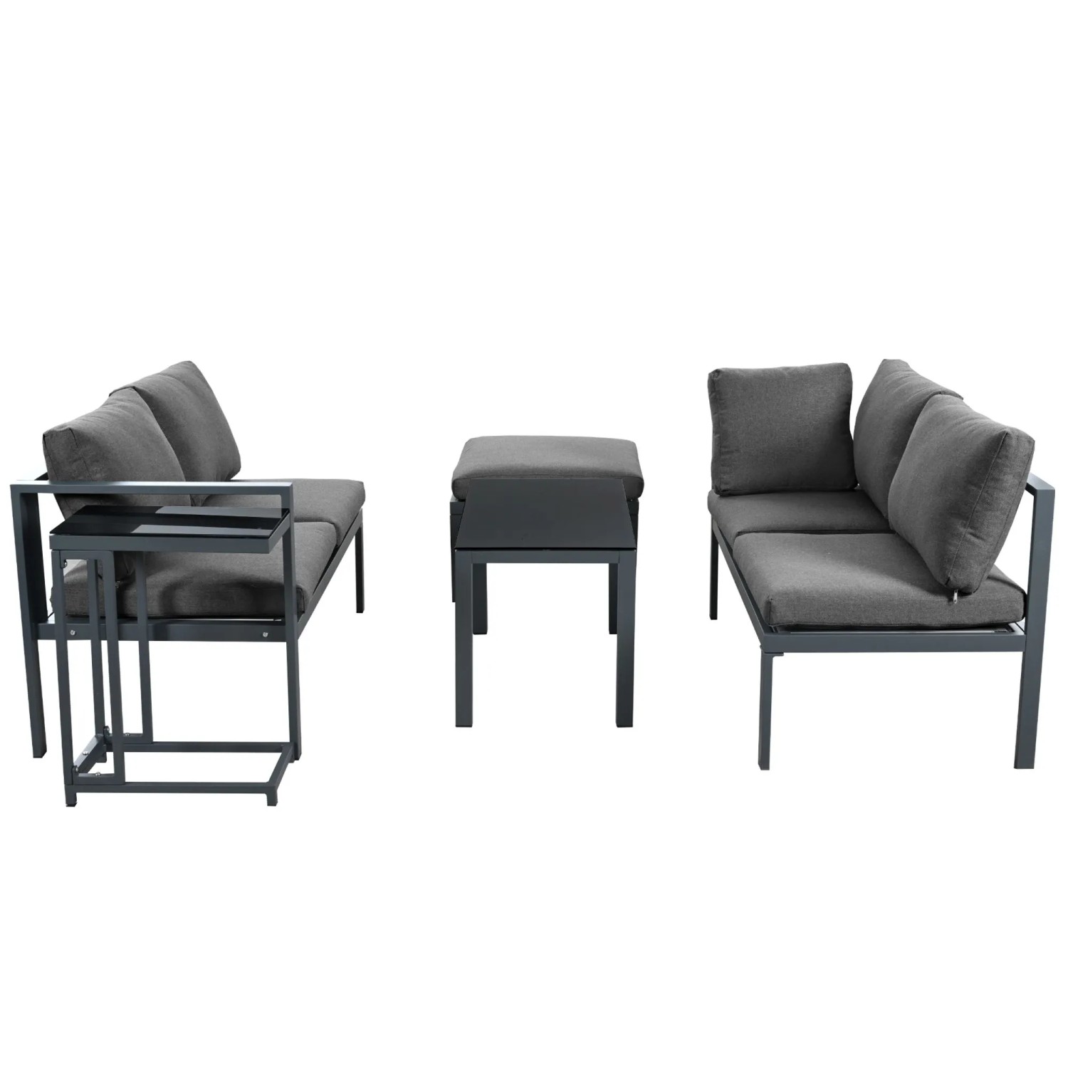 okwish Garten Loungesessel Set Gartenmöbel für 4-5 Personen Wetterfeste Loungemöbel Grau