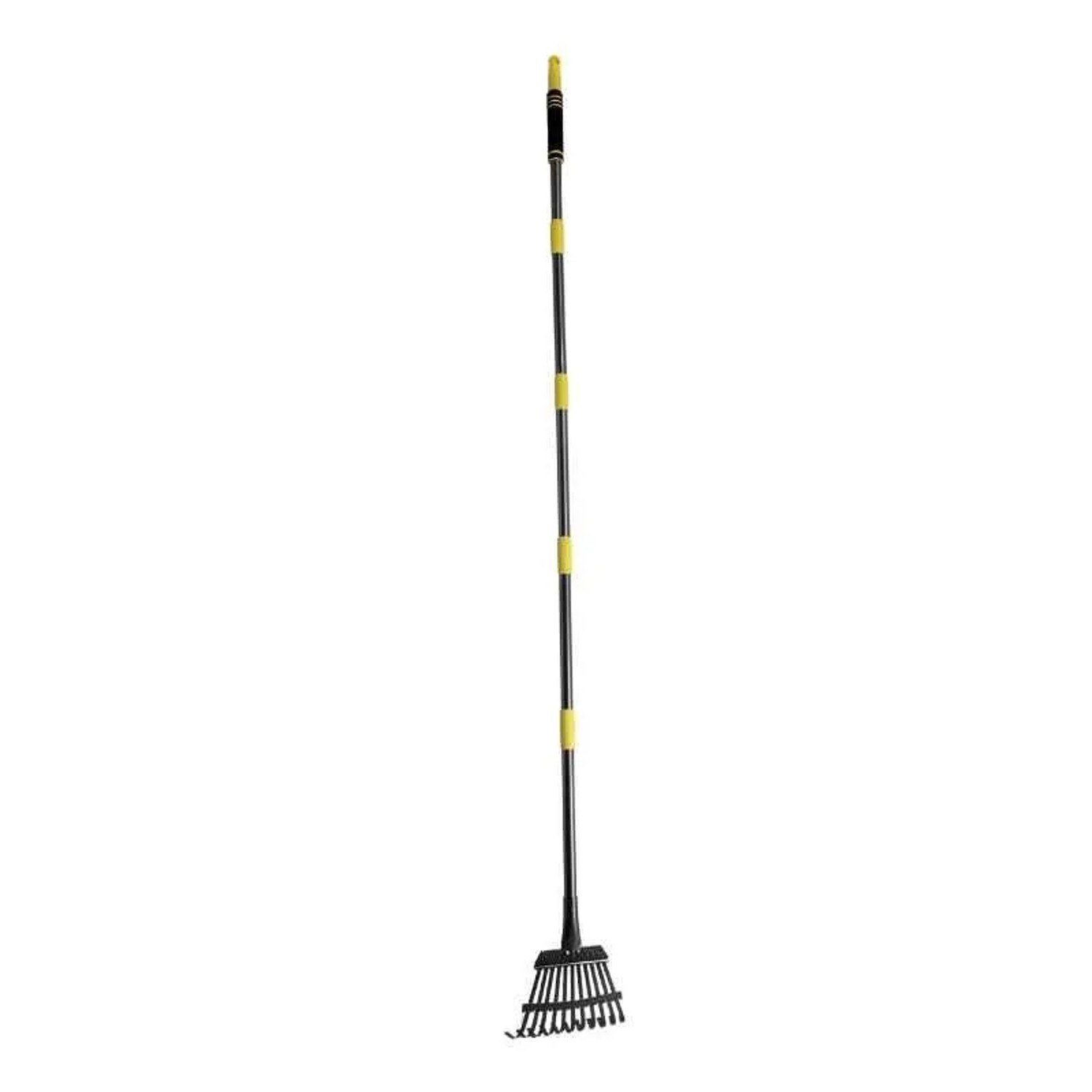 Galaflor Metall Laubrechen mit Stahlstiel 182cm Gartenrechen 11 Zinken Laubbesen Fächerbesen 21cm