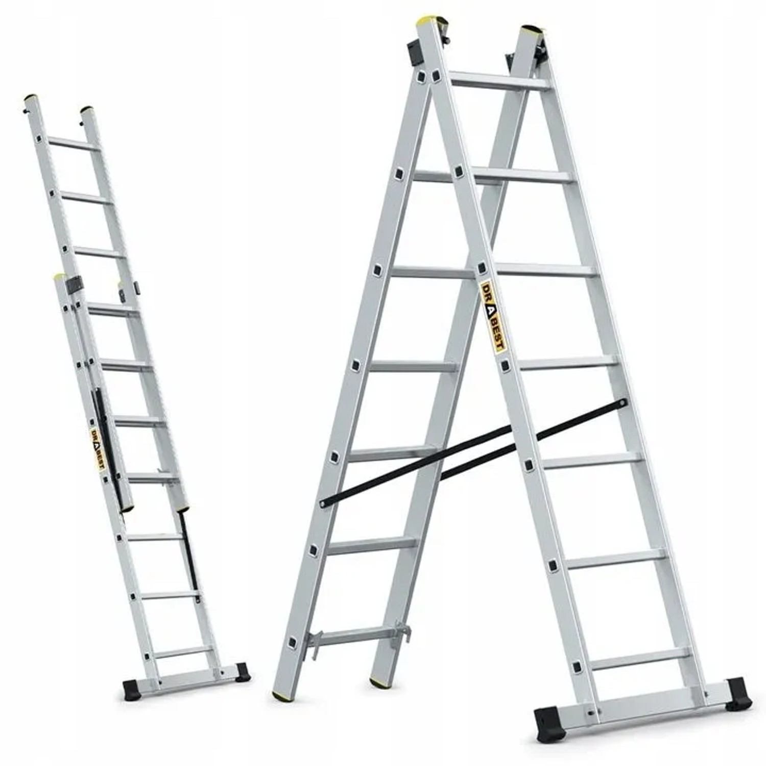DRABEST Professionelle Aluminium Multifunktionsleiter 2x7 150 KG