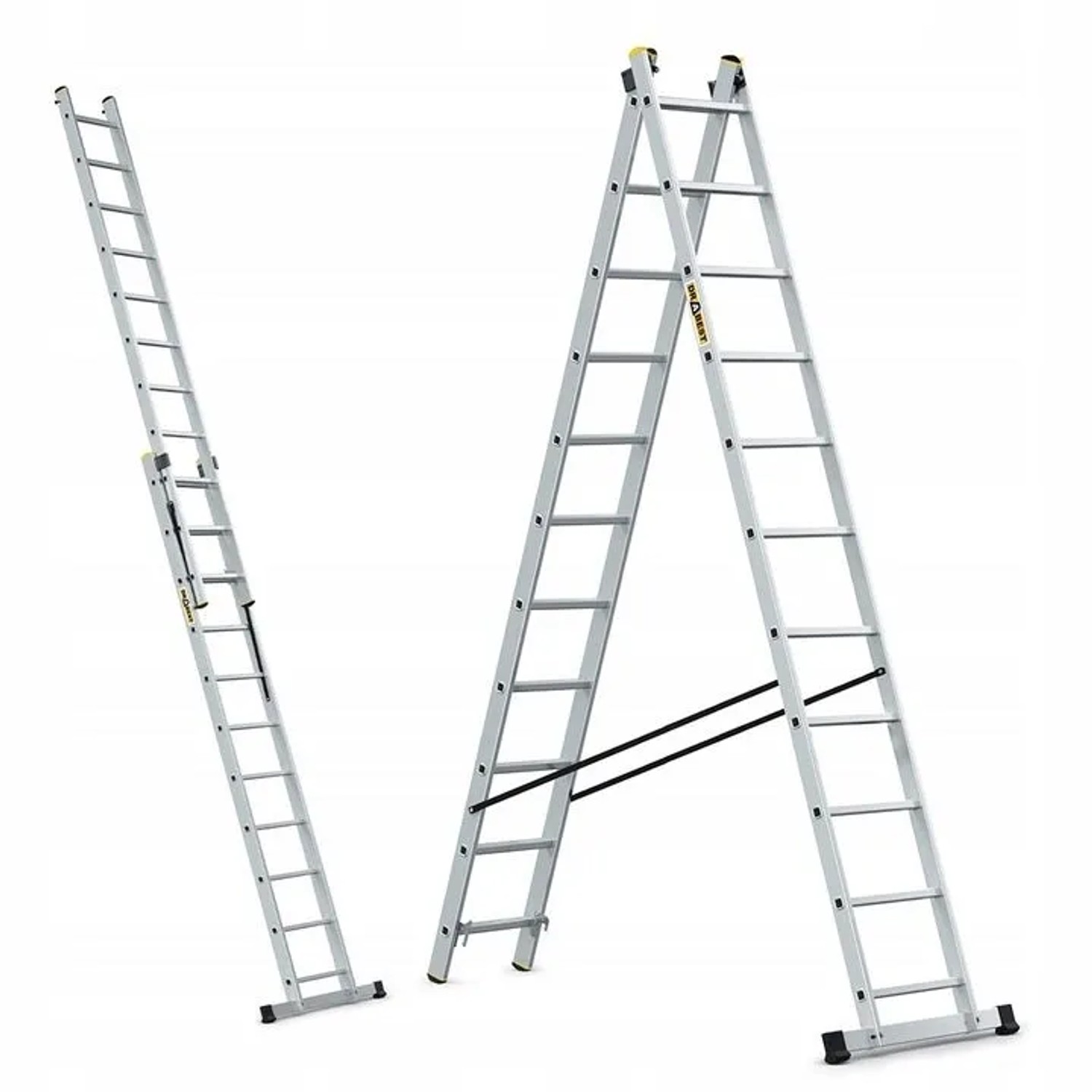 DRABEST Professionelle Aluminium Multifunktionsleiter 2x11 150 KG