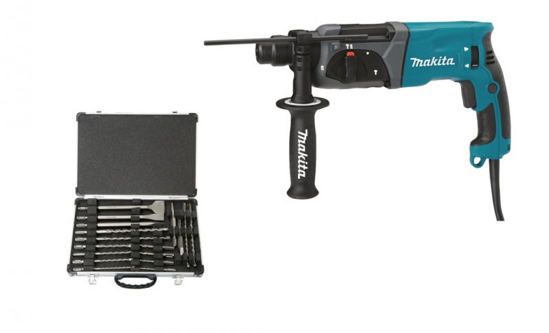 Makita HR2470 + D-42444 SDS-plus Bohrer + Meißel-Set 17-tlg. Bild 2