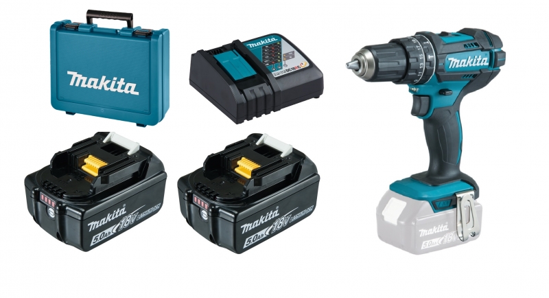 Makita DHP482RTE 2x 5Ah Akku + Ladegerät Bild 2