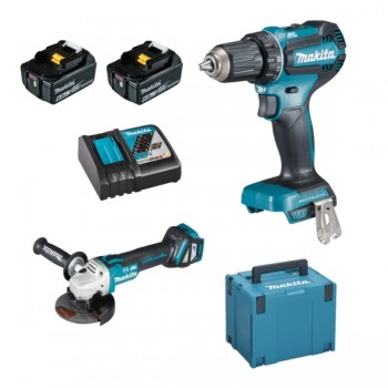 Makita Akku-Maschinen-Set DDF485Z + DGA513Z + 2x BL1860