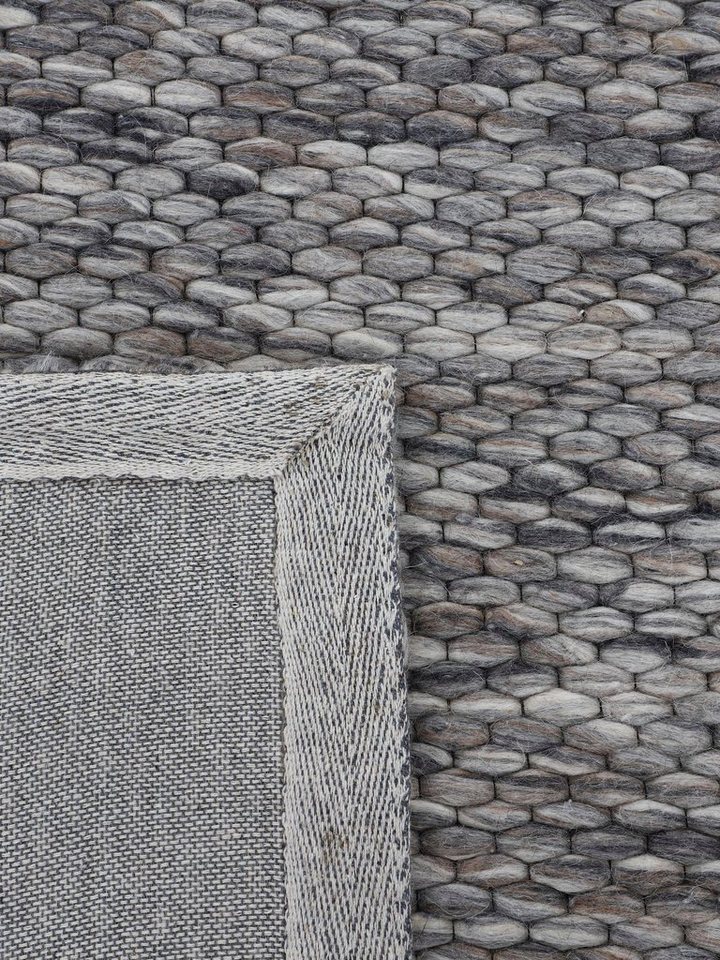 carpetfine Wollteppich Sina, auch als Läufer, rund, Höhe: 14 mm, Handweb Teppich, reine Wolle, meliert, handgewebt, weich & kuschelig