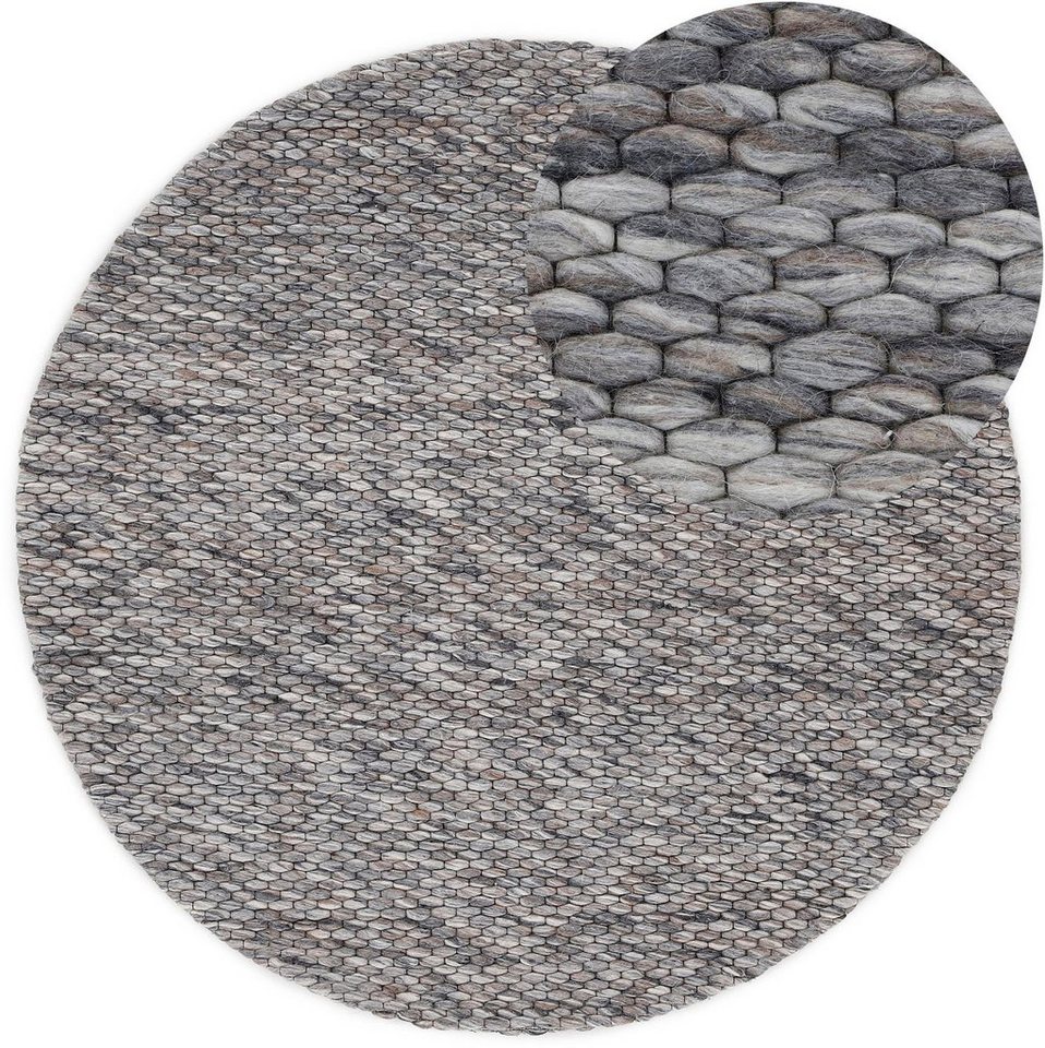carpetfine Wollteppich Sina, auch als Läufer, rund, Höhe: 14 mm, Handweb Teppich, reine Wolle, meliert, handgewebt, weich & kuschelig Bild 2
