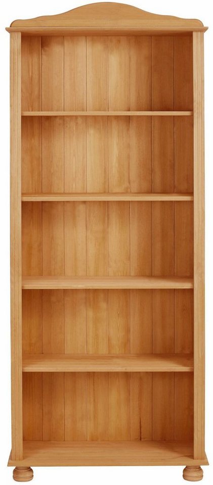 OTTO home Regal Mette Bücherregal mit 5 offenen Fächern, aus massivem Kiefernholz, in unterschiedlichen Größen und Farben