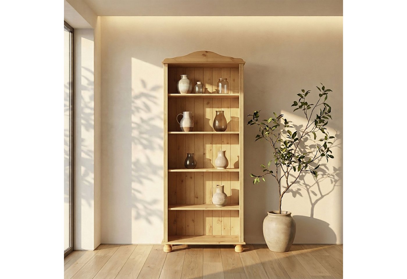 OTTO home Regal Mette Bücherregal mit 5 offenen Fächern, aus massivem Kiefernholz, in unterschiedlichen Größen und Farben Bild 3