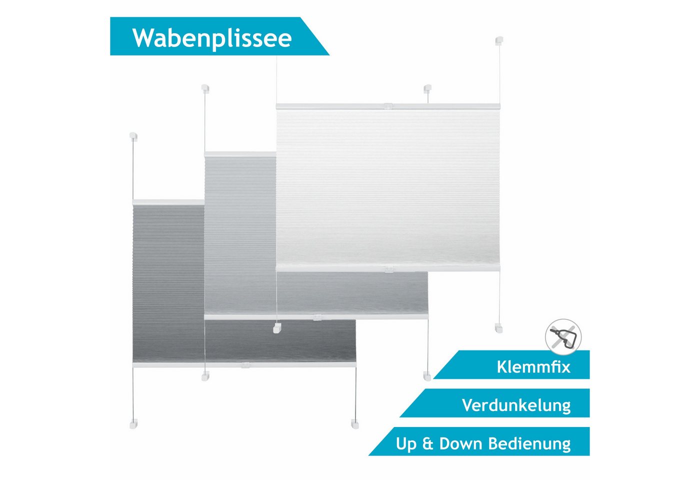 Good Life Wabenplissee Aris, ohne Bohren, Klemmfix, verdunkelnd, verspannt, verdunkelnd, ohne Bohren, verspannt, Klemmfix, Klemmfix - ohne Bohren, verdunkelnd Bild 2